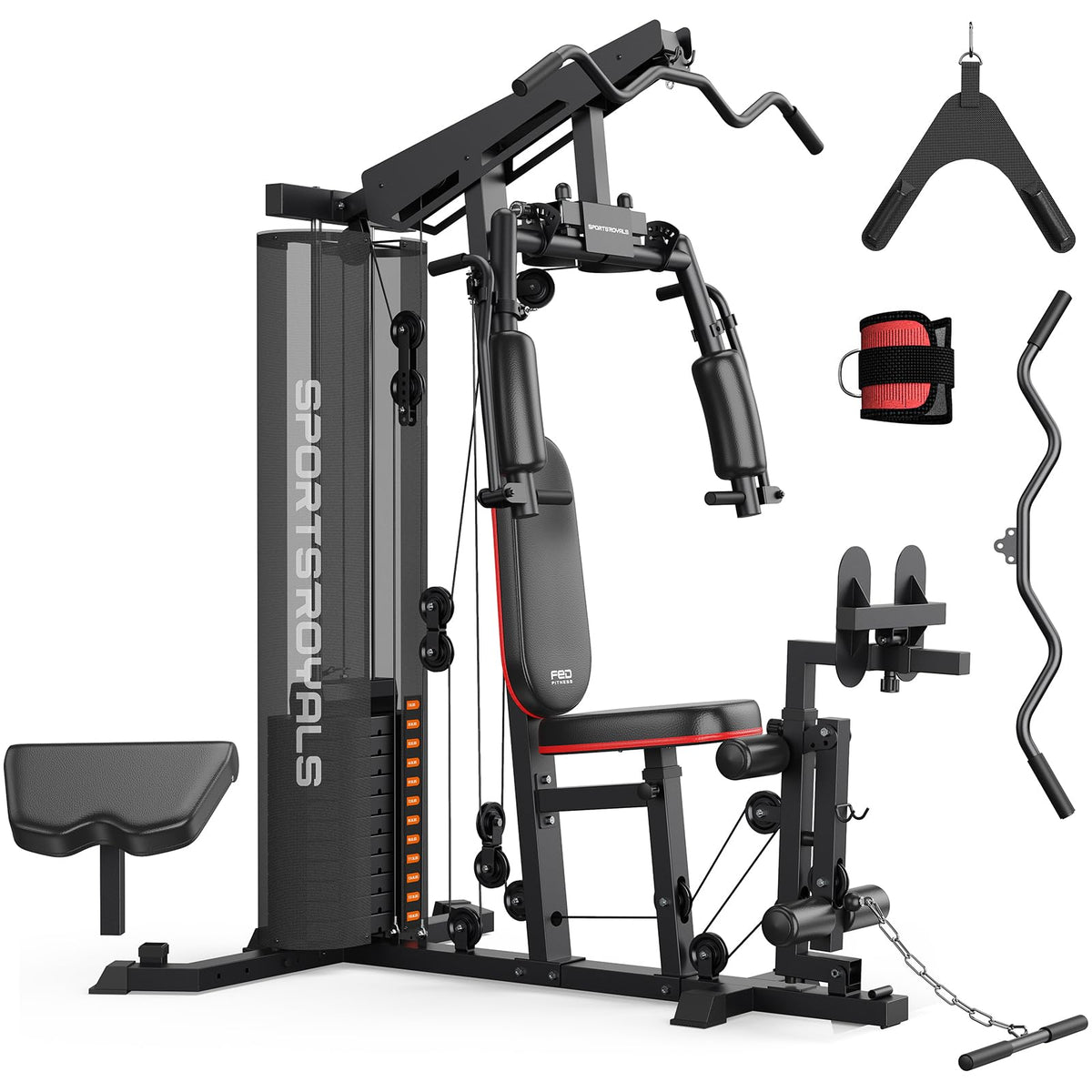 SPORTSROYALS Home Gym Multifunctional Workout Station with - Sportsroyals Official Imagery - 2