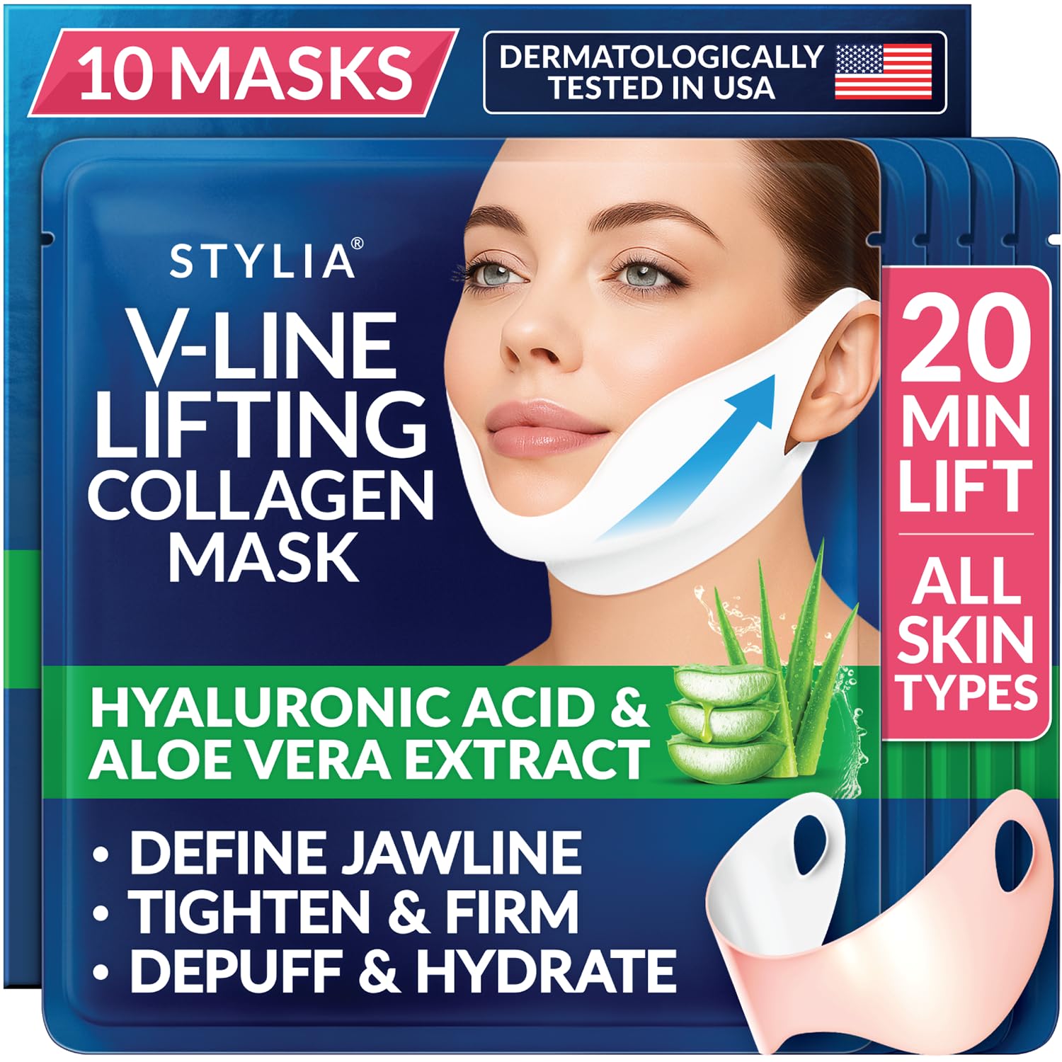 Stylia V Line Lifting Collagen Mask - Lift, Firm & Contour Jawline - T - View 2