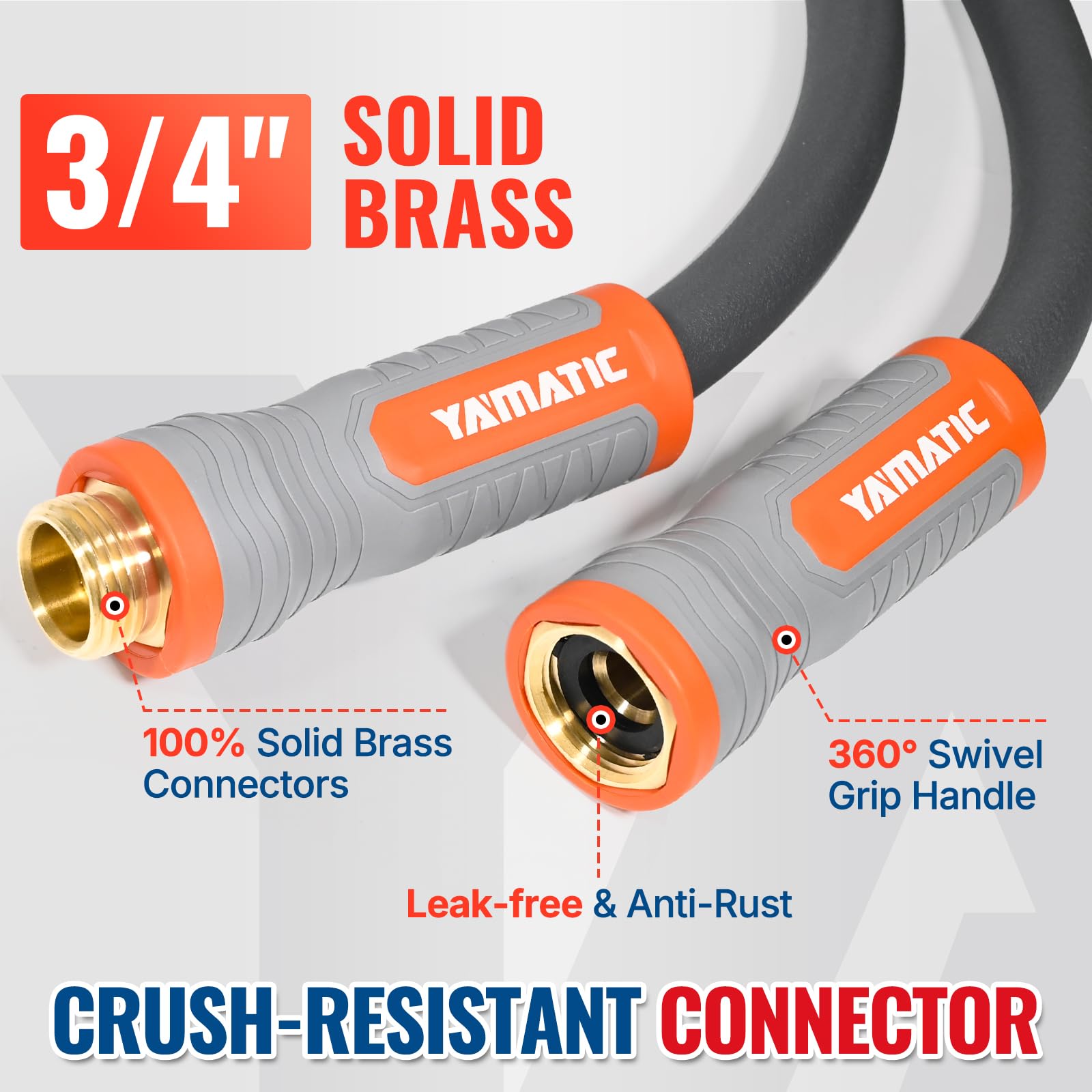 YAMATIC Flexible Garden Hose 5/8"x100ft, 360° Swivel Handle, Burs - YAMATIC Official Product View 5