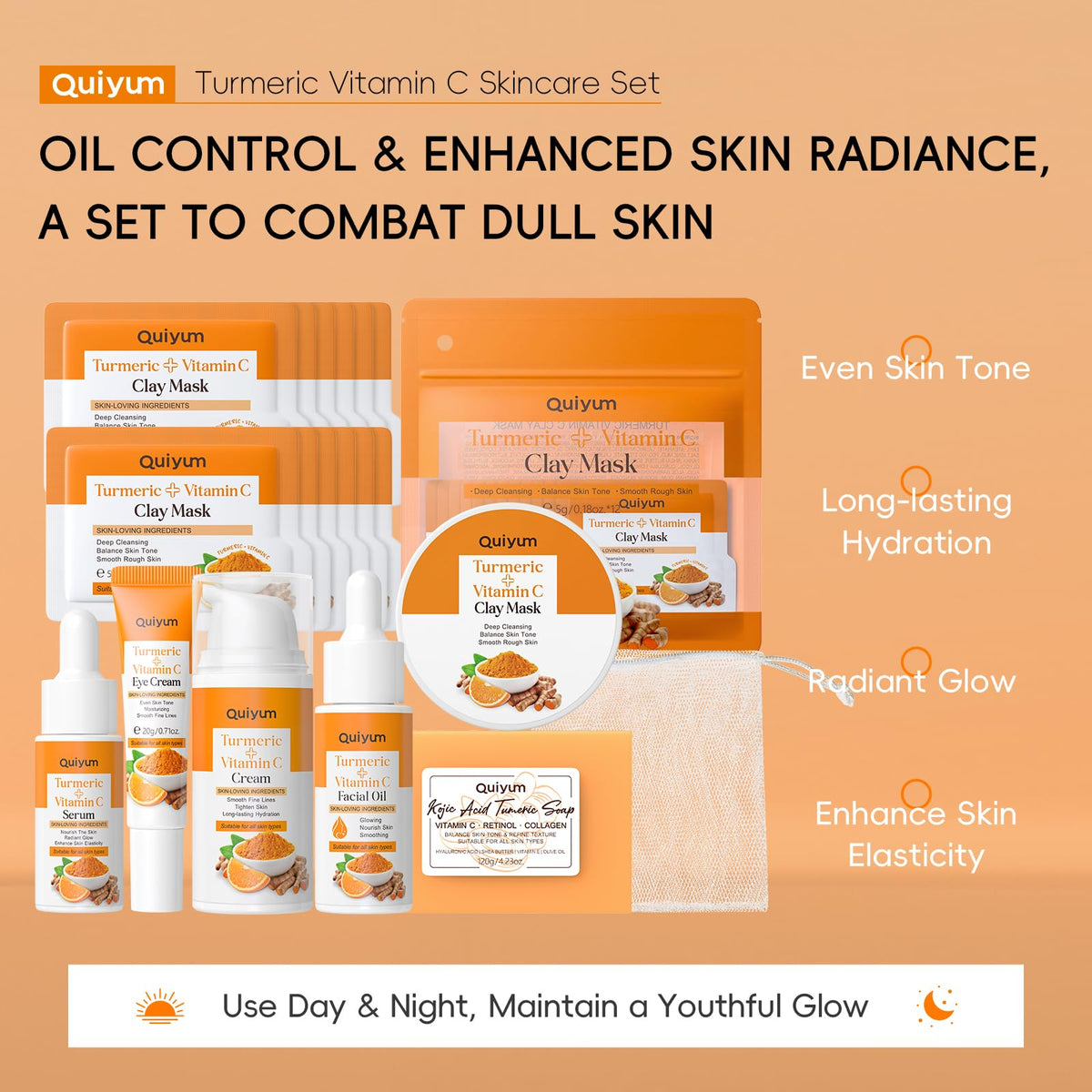 Turmeric Vit C Skin Care Set Beauty Gift Sets Skincare for - QUIYUM Official Imagery - 3
