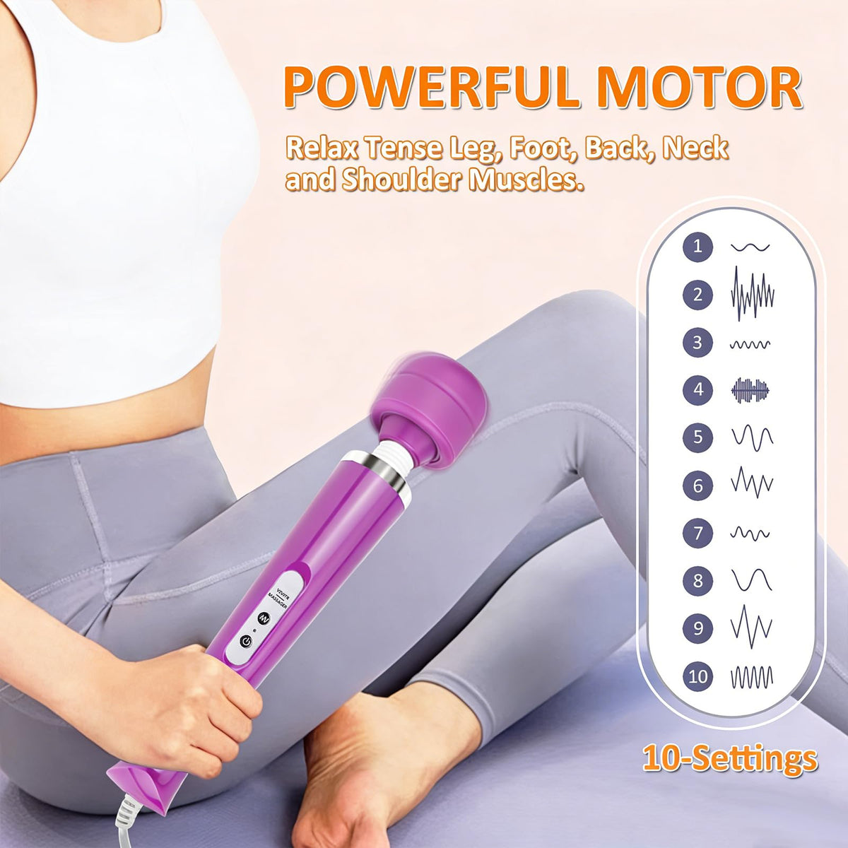 Handheld Electric Back Massager 10 Speed Wired Deep Tissue - VZVJTR Official Imagery - 4