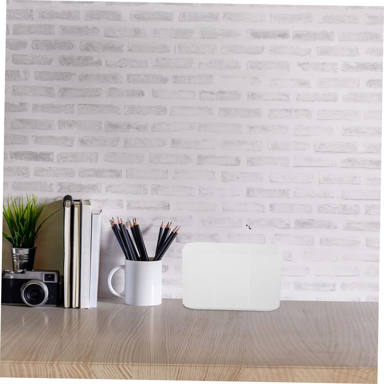 PAMINGONO Nail Art Tools Box Desktop Storage Box for Nail Art Pens Brush Decor 6 Slots in White
