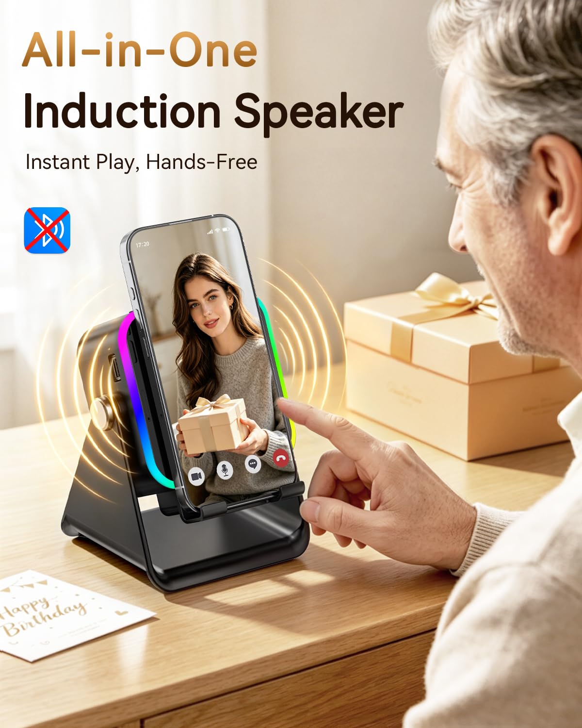 MILOUZ Gifts for Men Tech Gadgets Wireless Induction Speaker with Phon - View 5