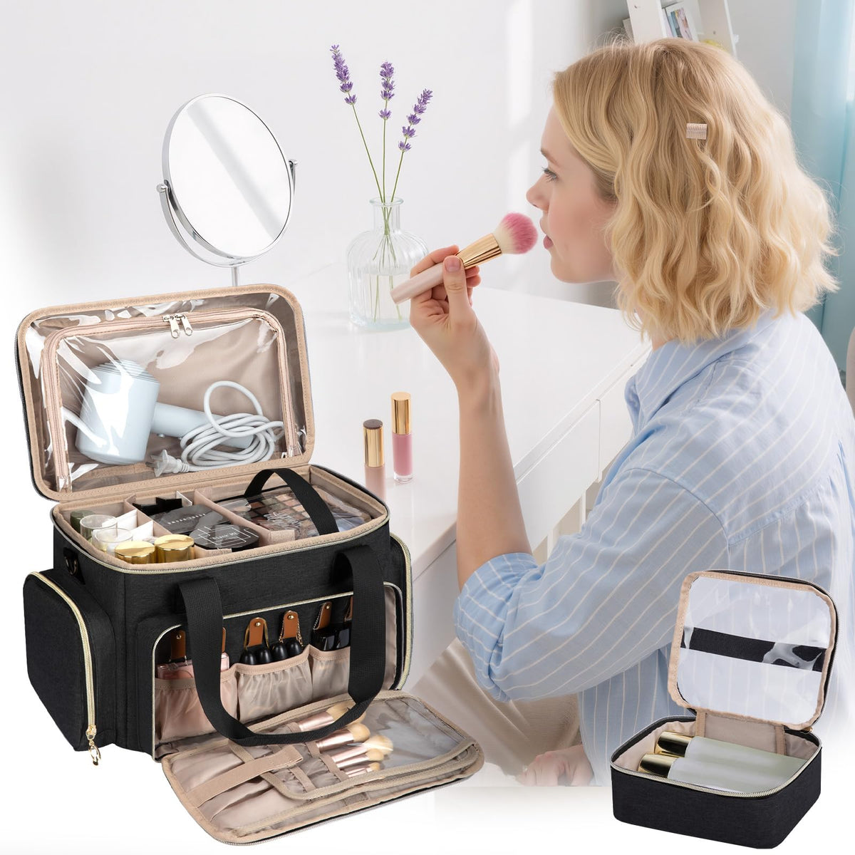 Large Makeup Bag Portable Travel Makeup Bag Organizer - GDNasist Official Imagery - 3