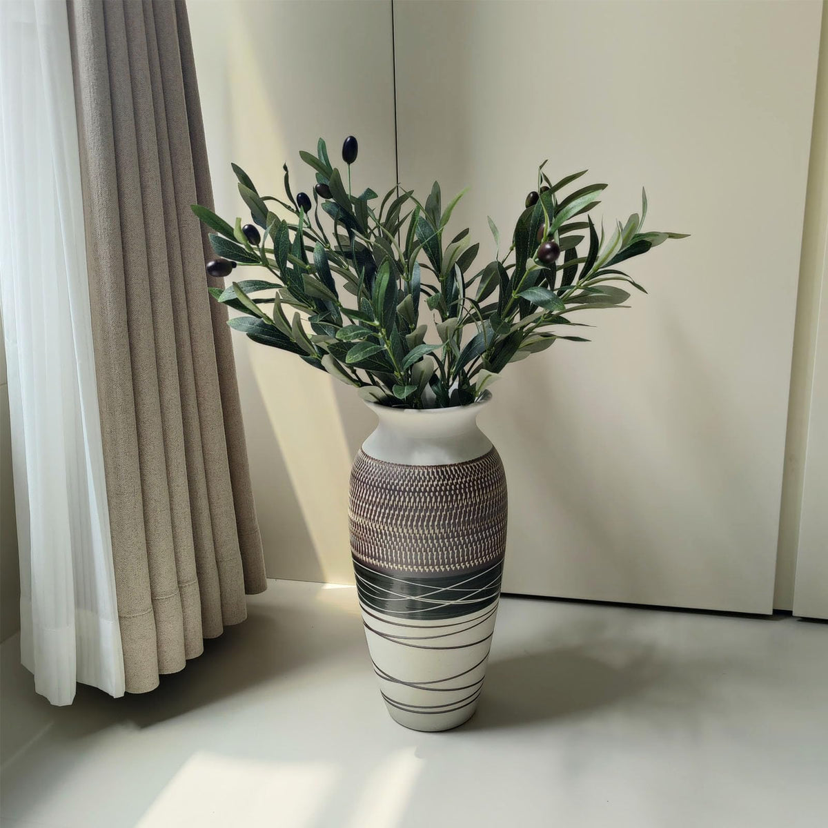 12 6 Tall Vintage Ceramic Rustic Farmhouse Vase - HUBUISH Official Imagery - 6
