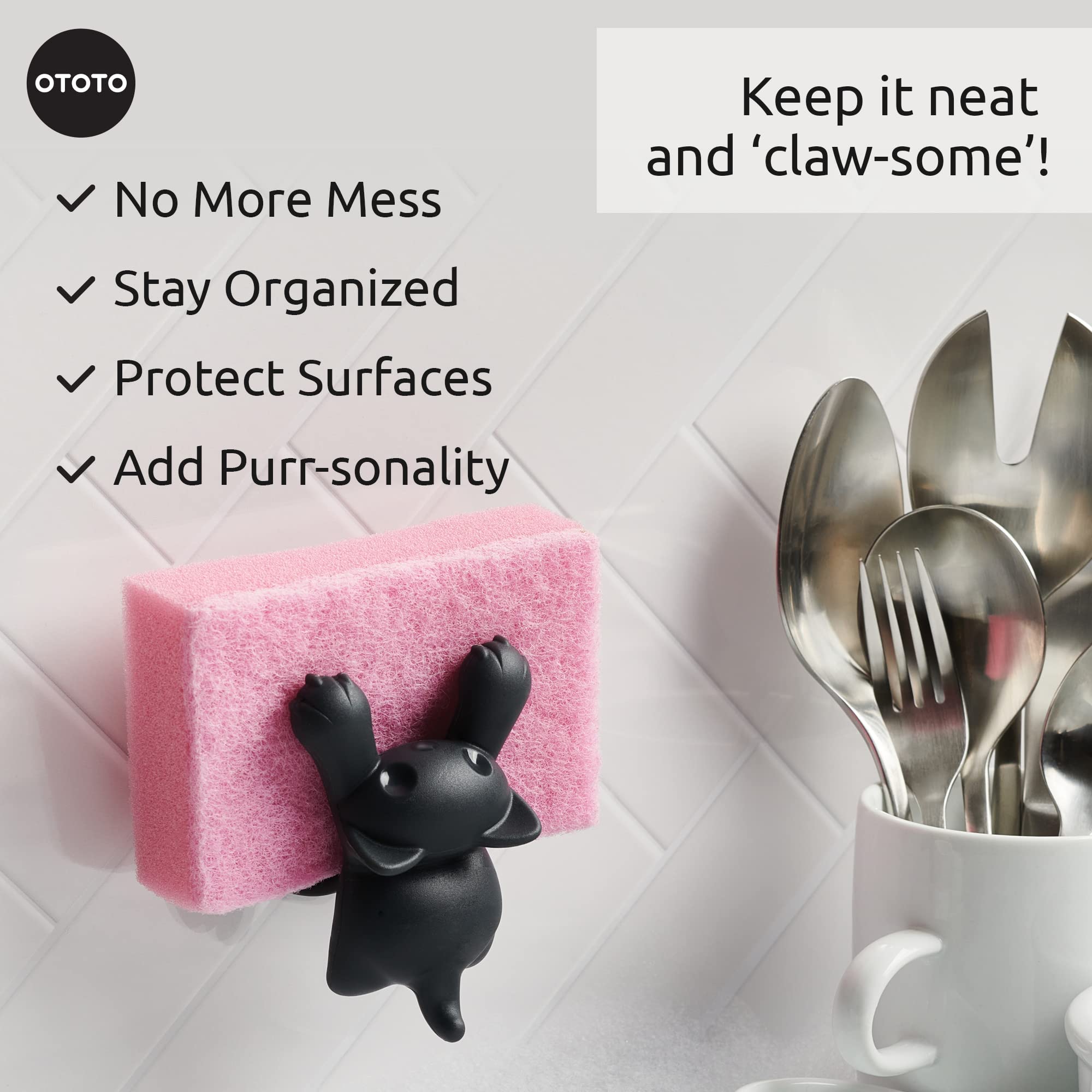 OTOTO Sponge Holder for Kitchen Sink - Comes With Dish Sponge - Dishwa - View 6