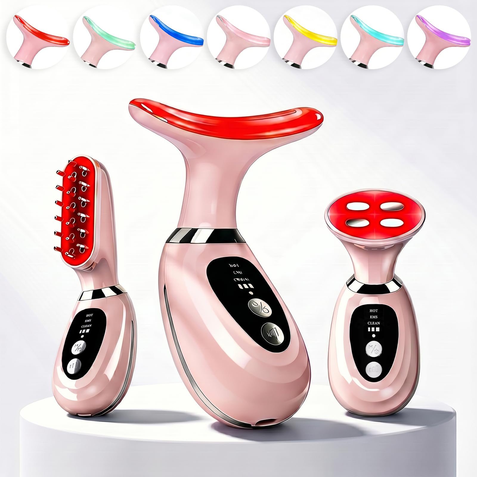 3-in-1 Facial Massager for Face Neck and Scalp,7-Color LED Light - erdnretl