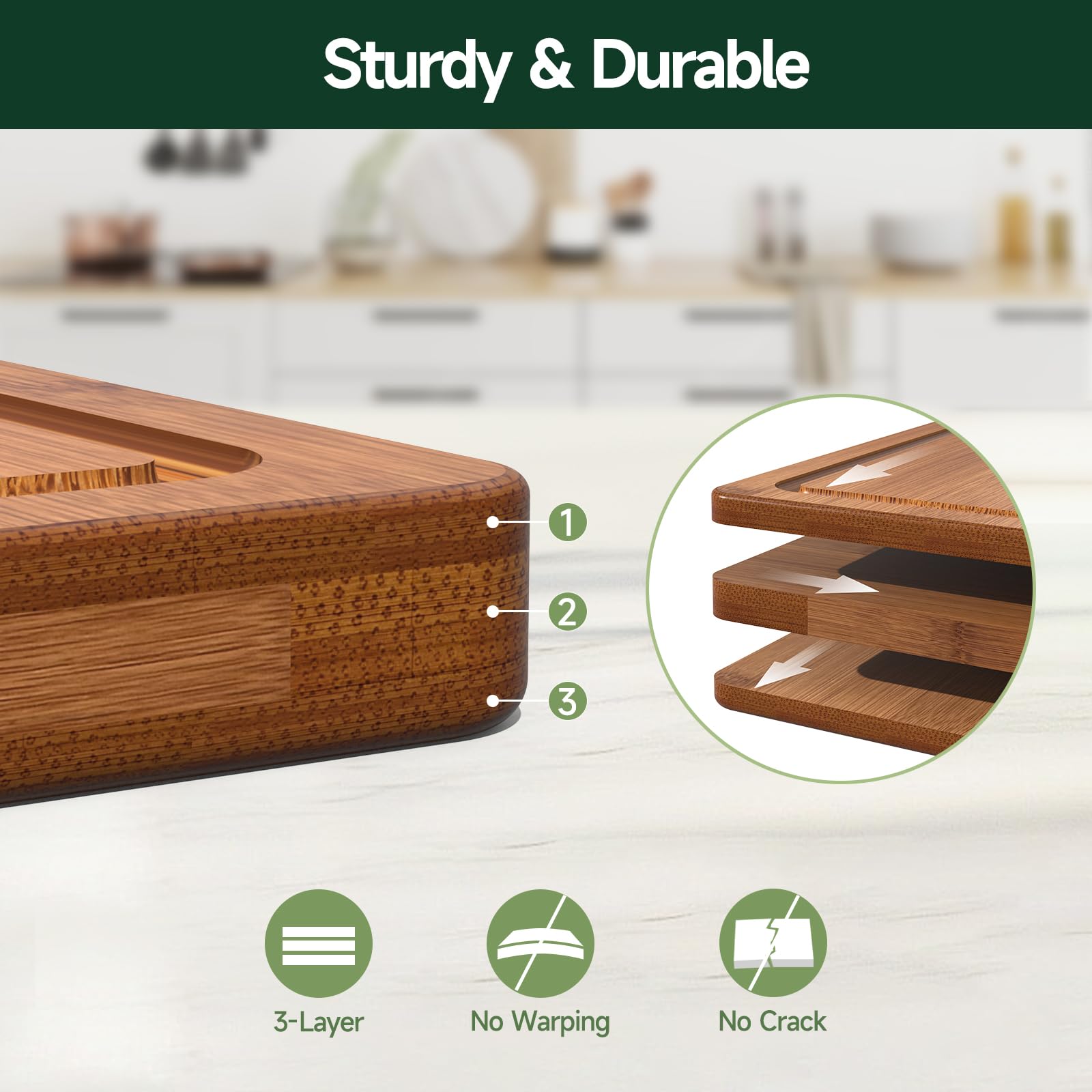 zeawec 3-Piece Set Deep-Carbonized Bamboo Cutting Board for Kitch - zeawec Official Product View 4