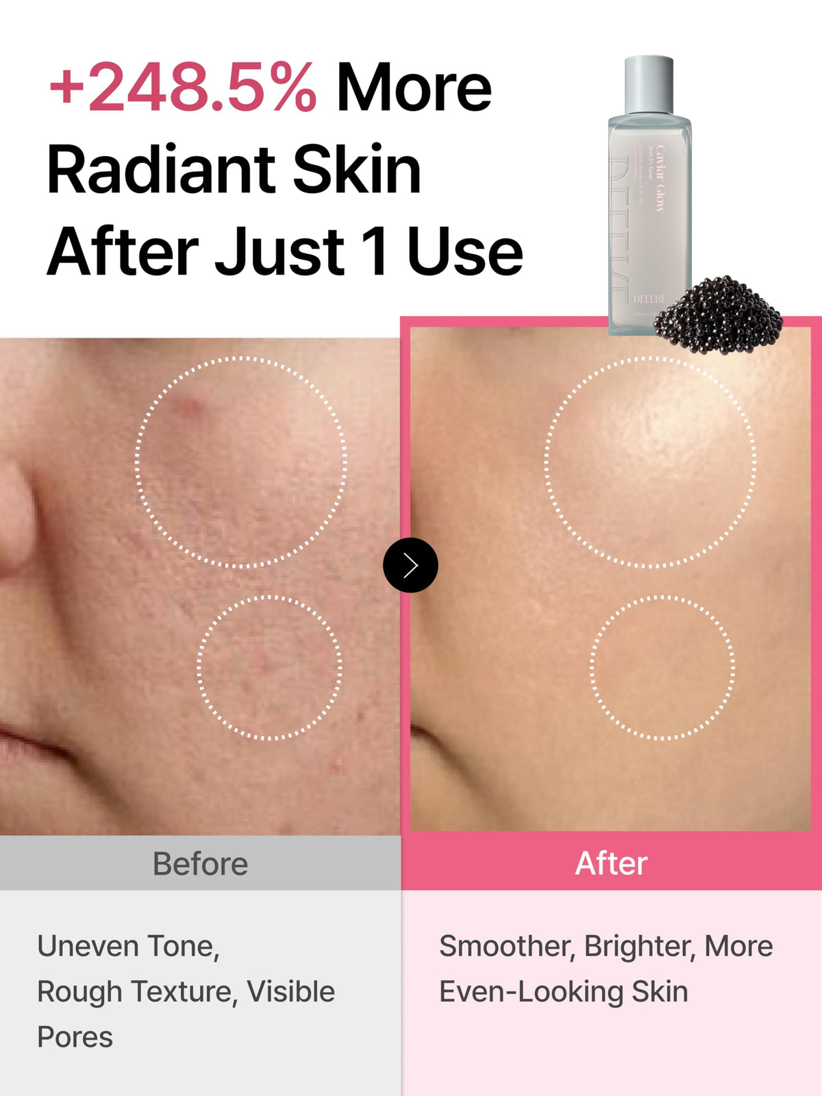 Caviar AHA 3 Glow Toner Radiance Skin Collagen Exfoliating - Delere Official Imagery - 6