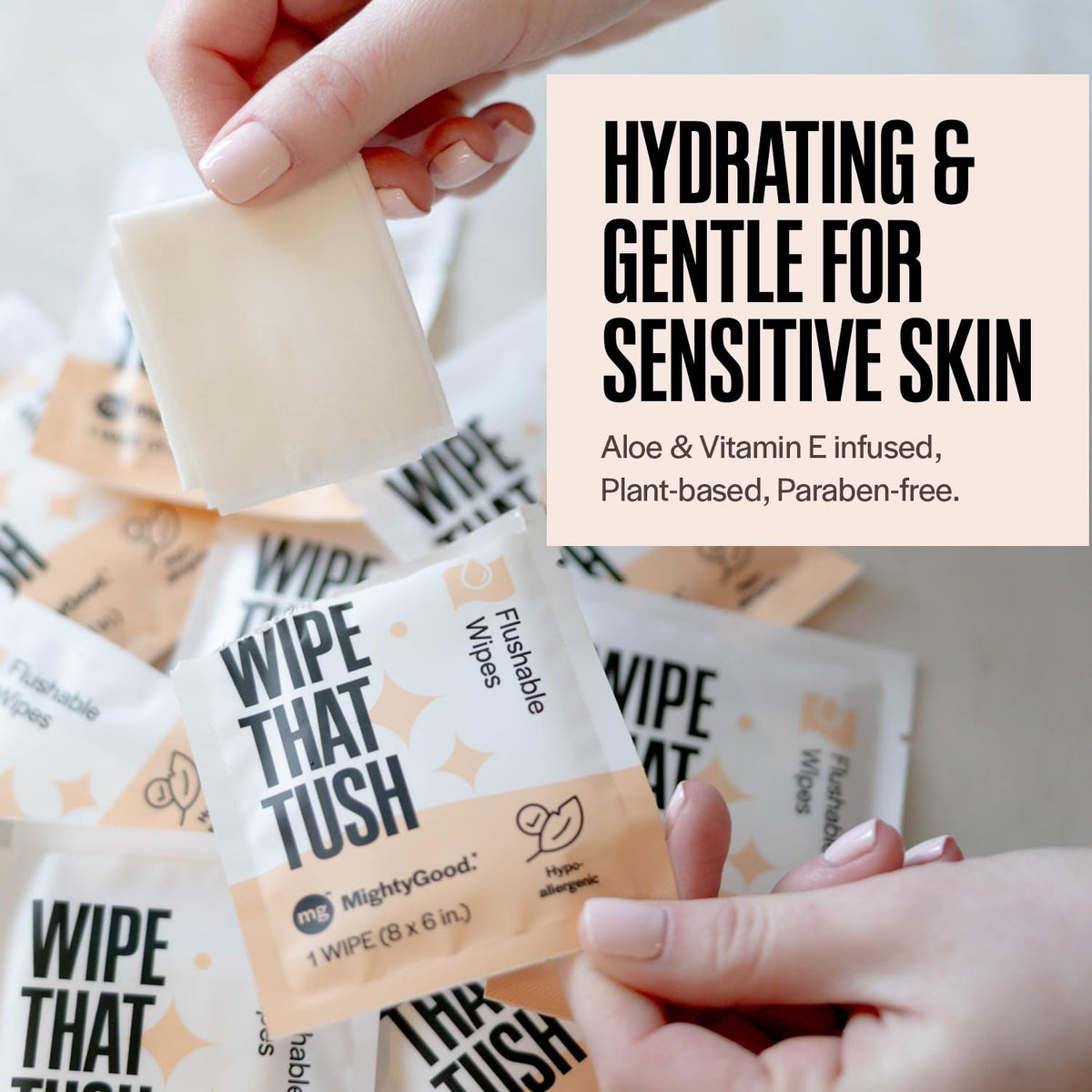Wipe That Tush On The Go Flushable Wipes 4 Pack of 30 - MightyGood. Official Imagery - 3
