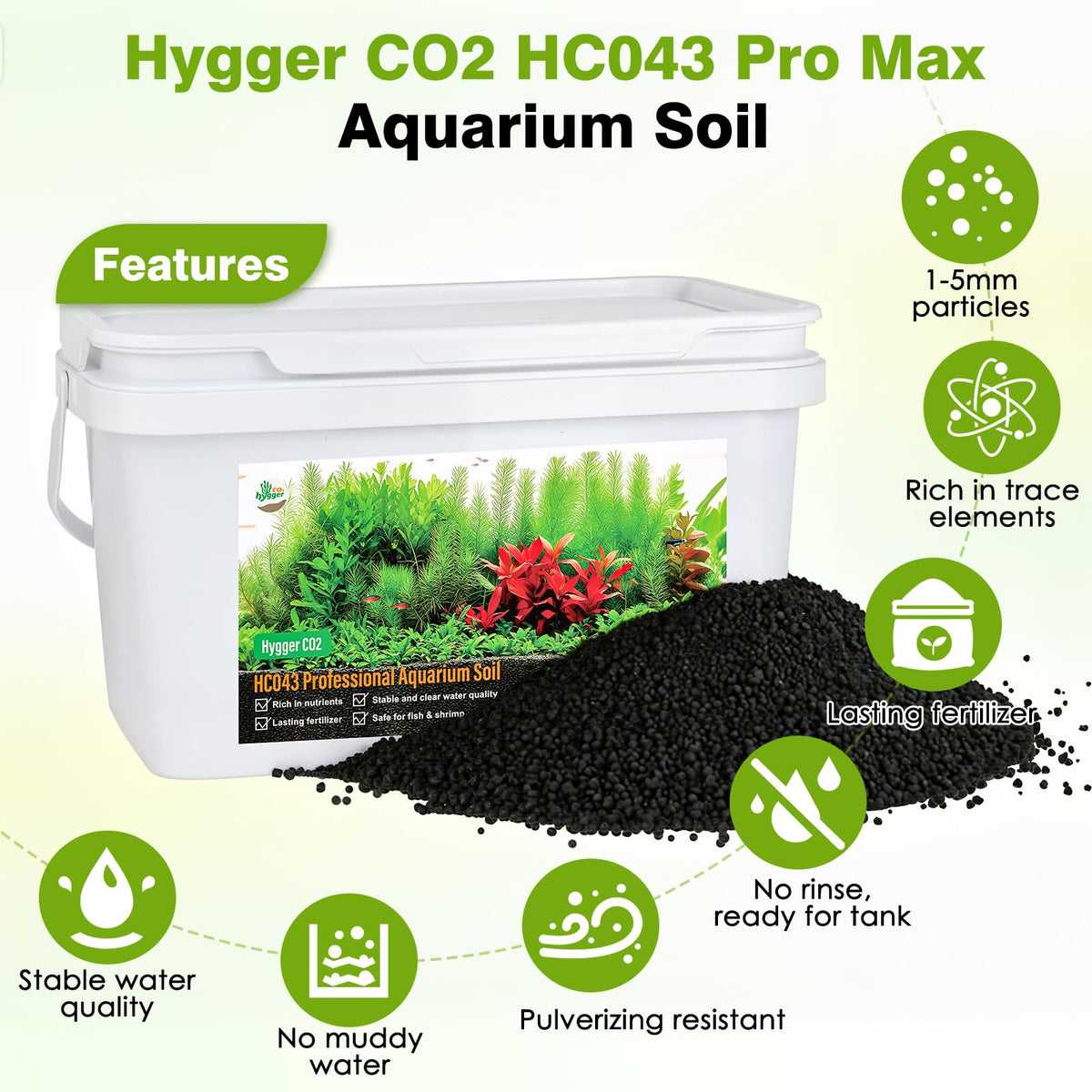 Premium Upgraded Aquarium Soil 1 5mm Nutrient Rich Water - Hygger CO2 Official Imagery - 3