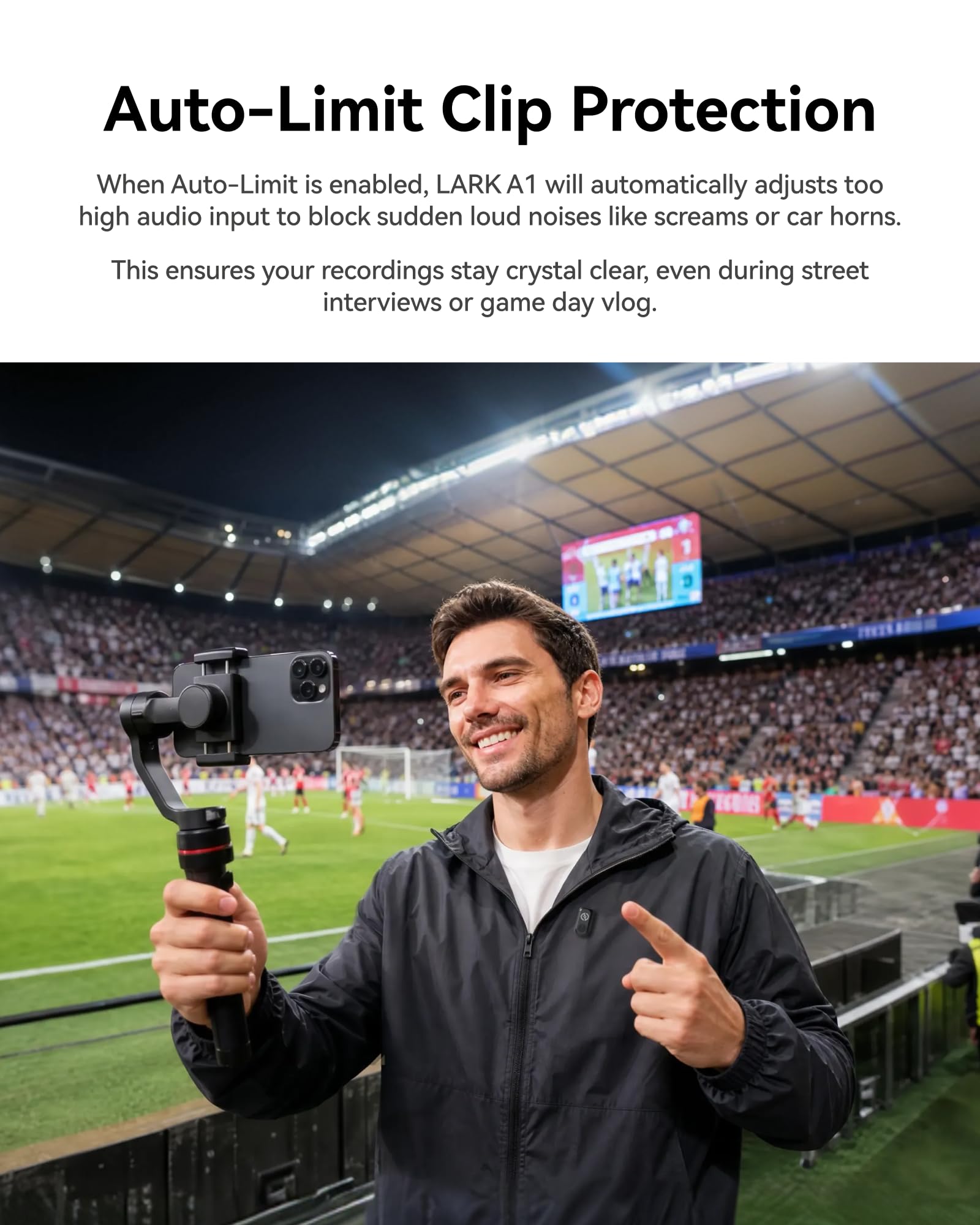 Hollyland Lark A1 Wireless Microphone for iPhone & Android, 48kHz/24-bit Studio Audio, 3-Level Noise Cancellation, 200m Range, Magnetic Mini Mic for Video Recording & Live Streaming (2TX + USB-C RX)
