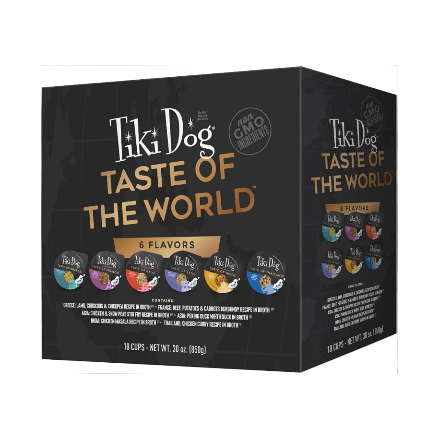 TIKI PETS Tiki Dog Taste of The World gourmet international variety pack of whole food dog treats in colorful packaging