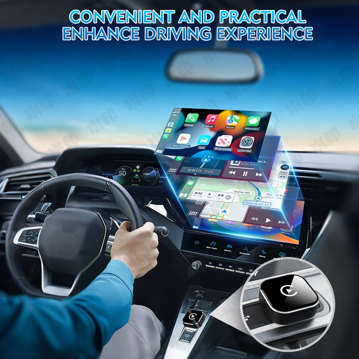 Wireless CarPlay Adapter 2 in 1 Mini CarPlay Android Auto - Zokvic Official Imagery - 8