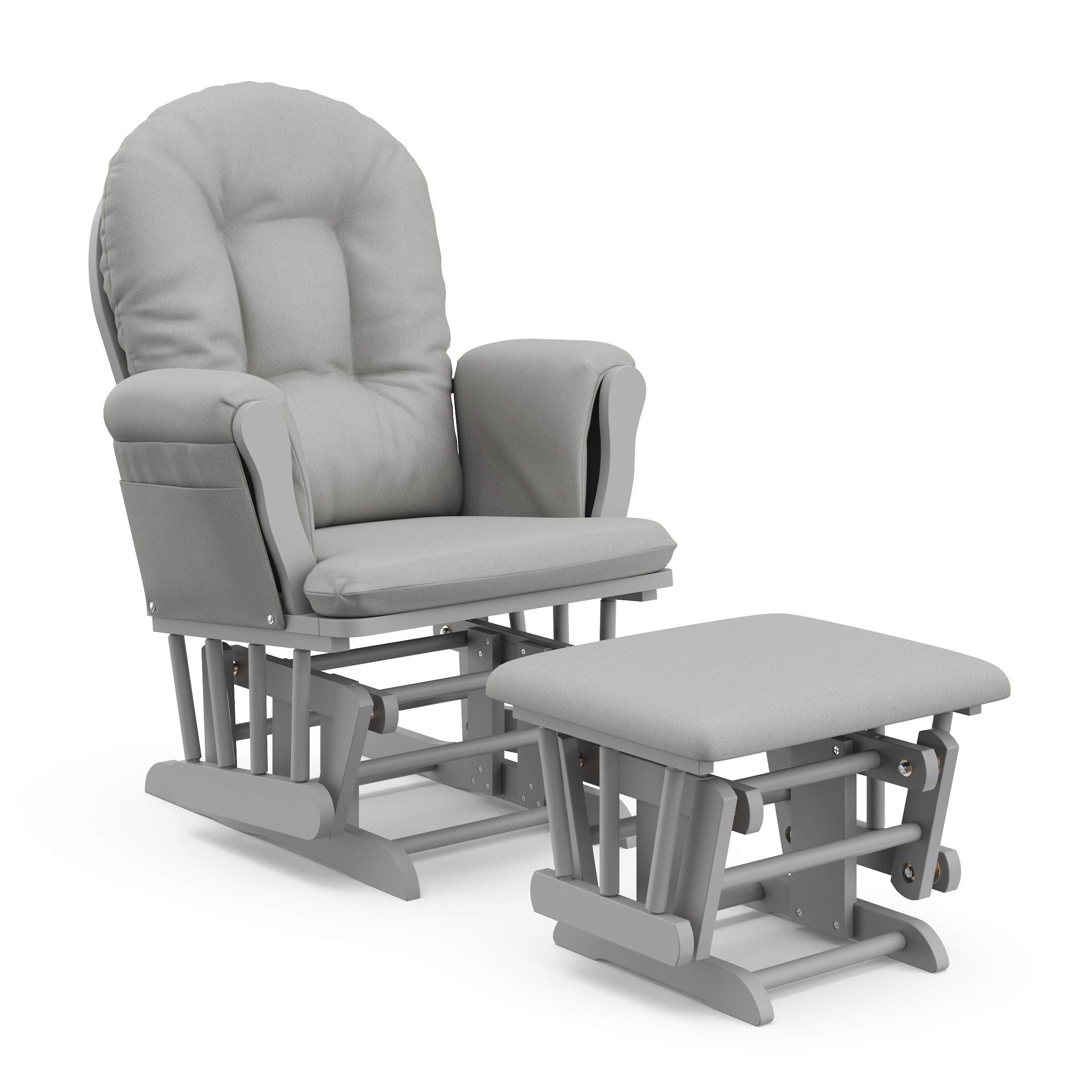 Storkcraft Premium Hoop Glider & Ottoman, Pebble Gray/Light Gray - Product Imagery