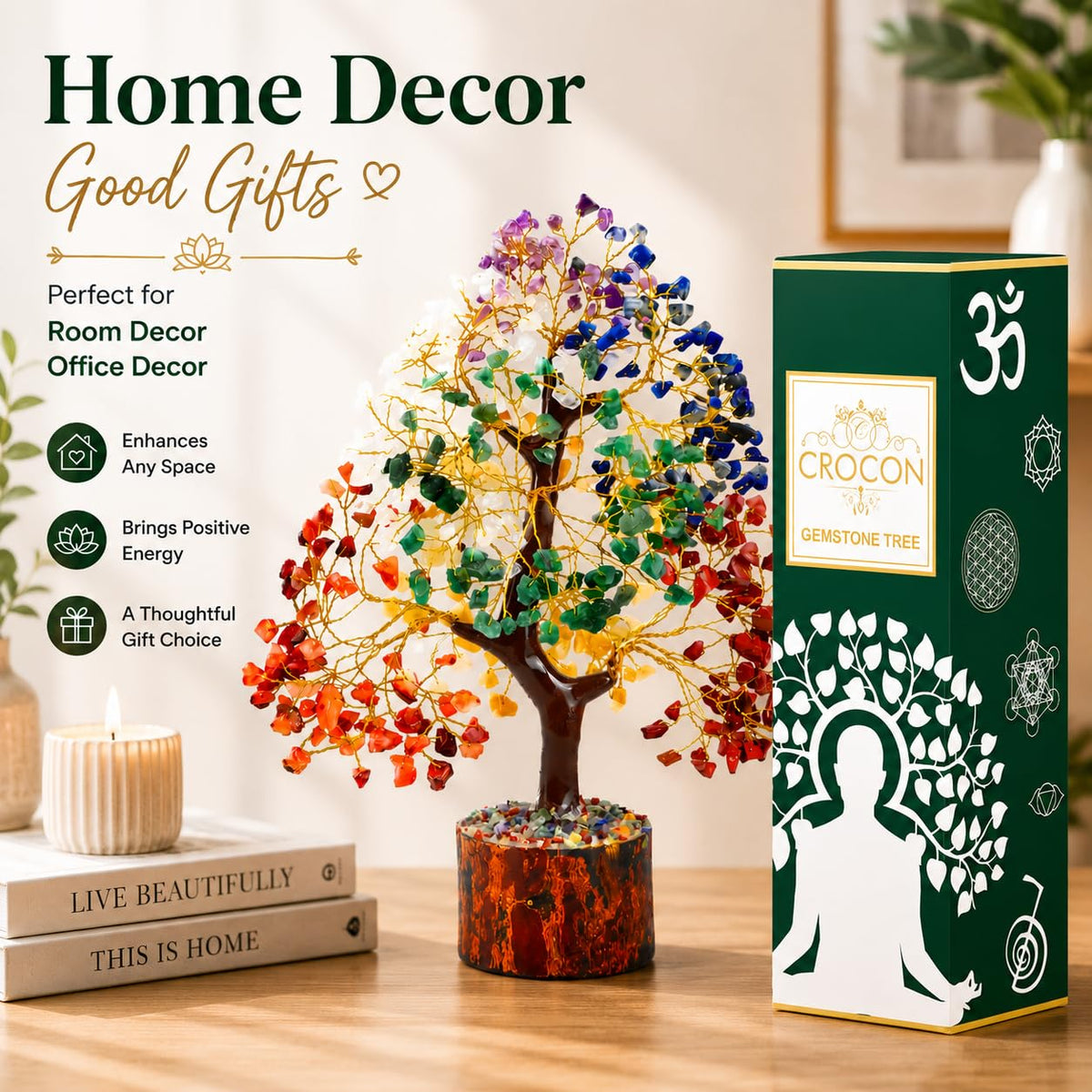 Crocon 7 Chakra Crystal Tree of Life Healing Crystals Tree - Crocon Official Imagery - 4