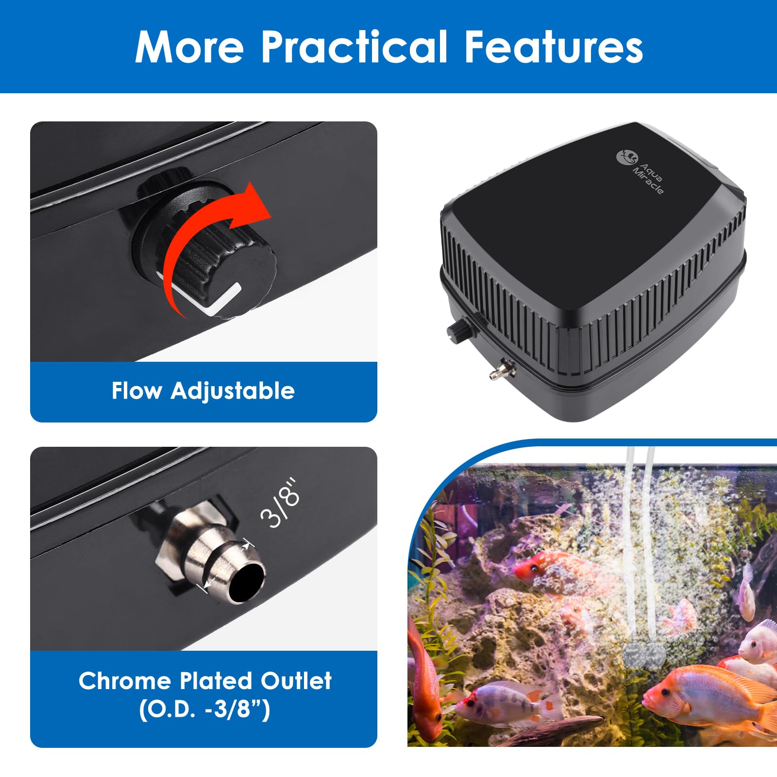 AquaMiracle All-in-One Koi Pond Aerator for Outdoor Ponds up to 1 - AquaMiracle Official Product View 4