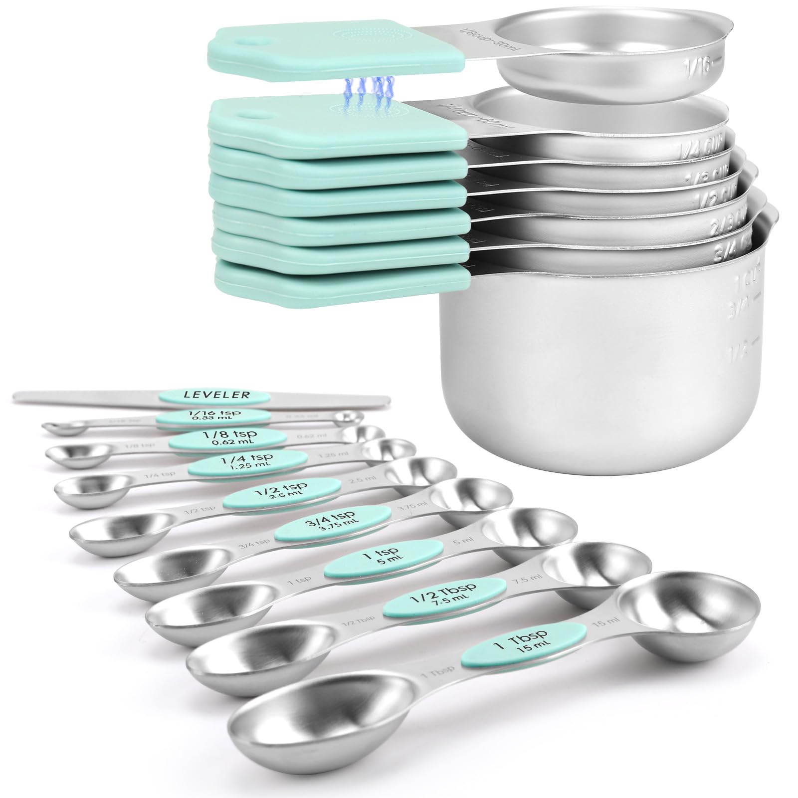 HOUJIP Magnetic Measuring Cups and Spoons Set-Heavy Duty 304 Stai by HOUJIP - Angle View 9