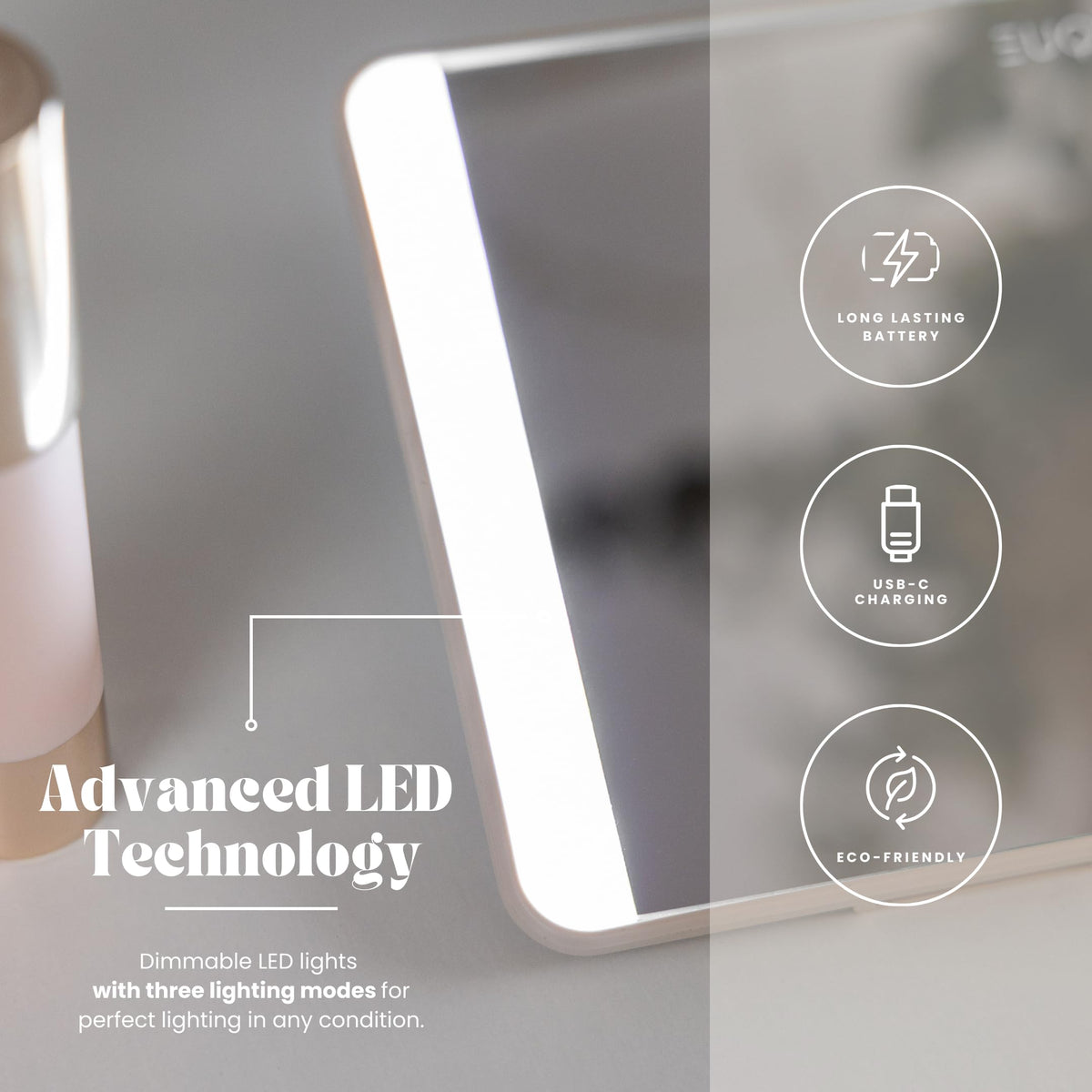 Rechargeable LED Sun Visor Mirror 3 Dimmable Light Modes - LUXIQUE Official Imagery - 7