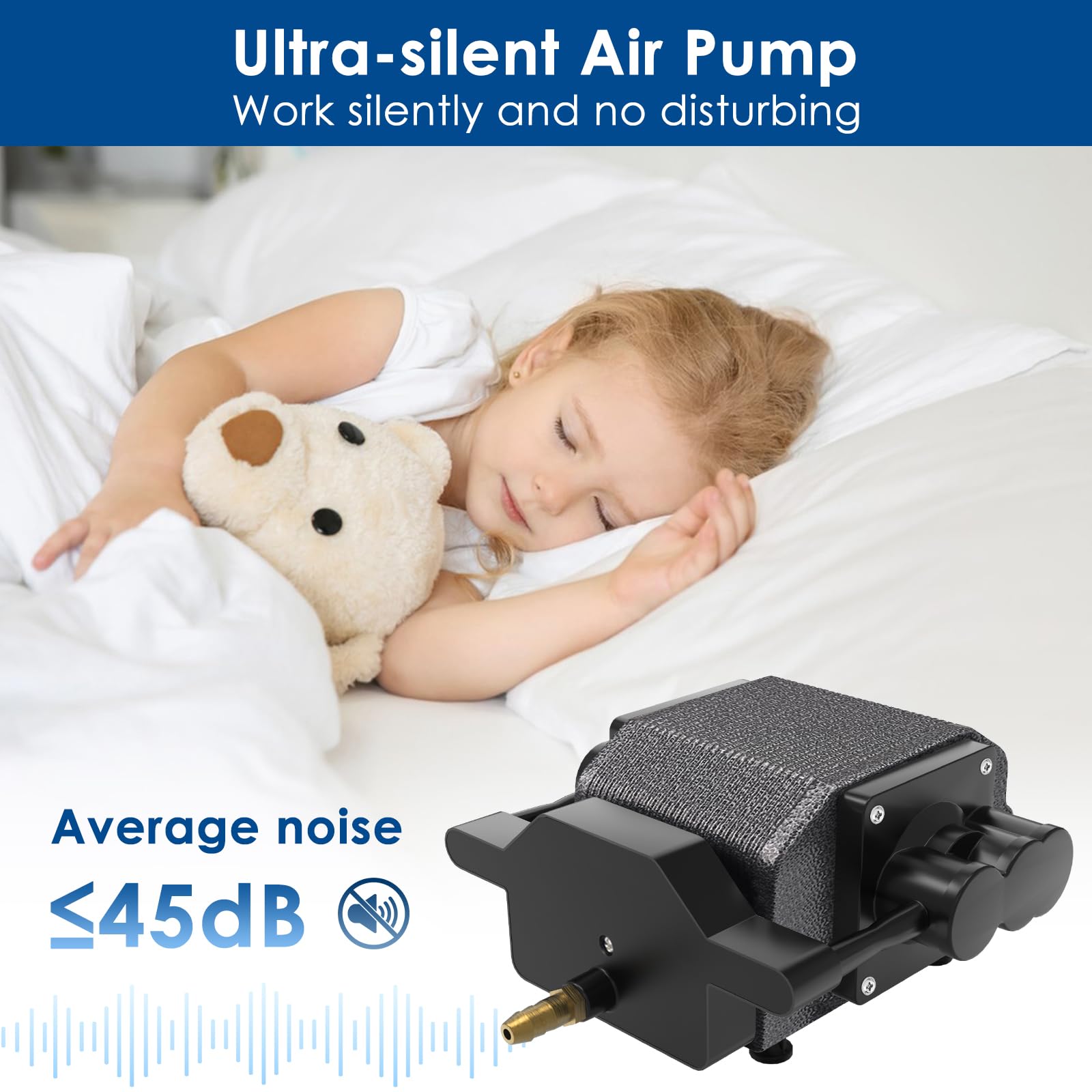 AquaMiracle Quiet Aquarium Air Pump 200/317/475GPH High Pressure - AquaMiracle Official Product View 4