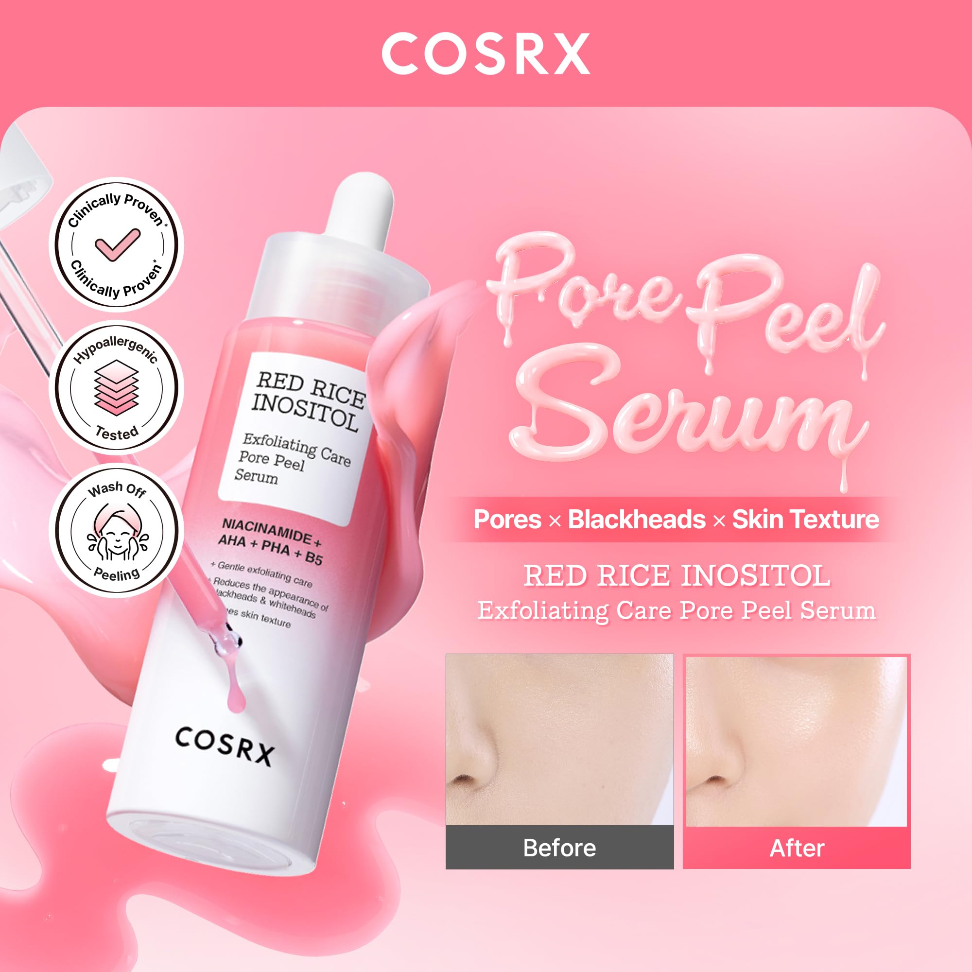COSRX Red Rice Pore Peel Shot, Blackhead Remover AHA BHA PHA, - COSRX