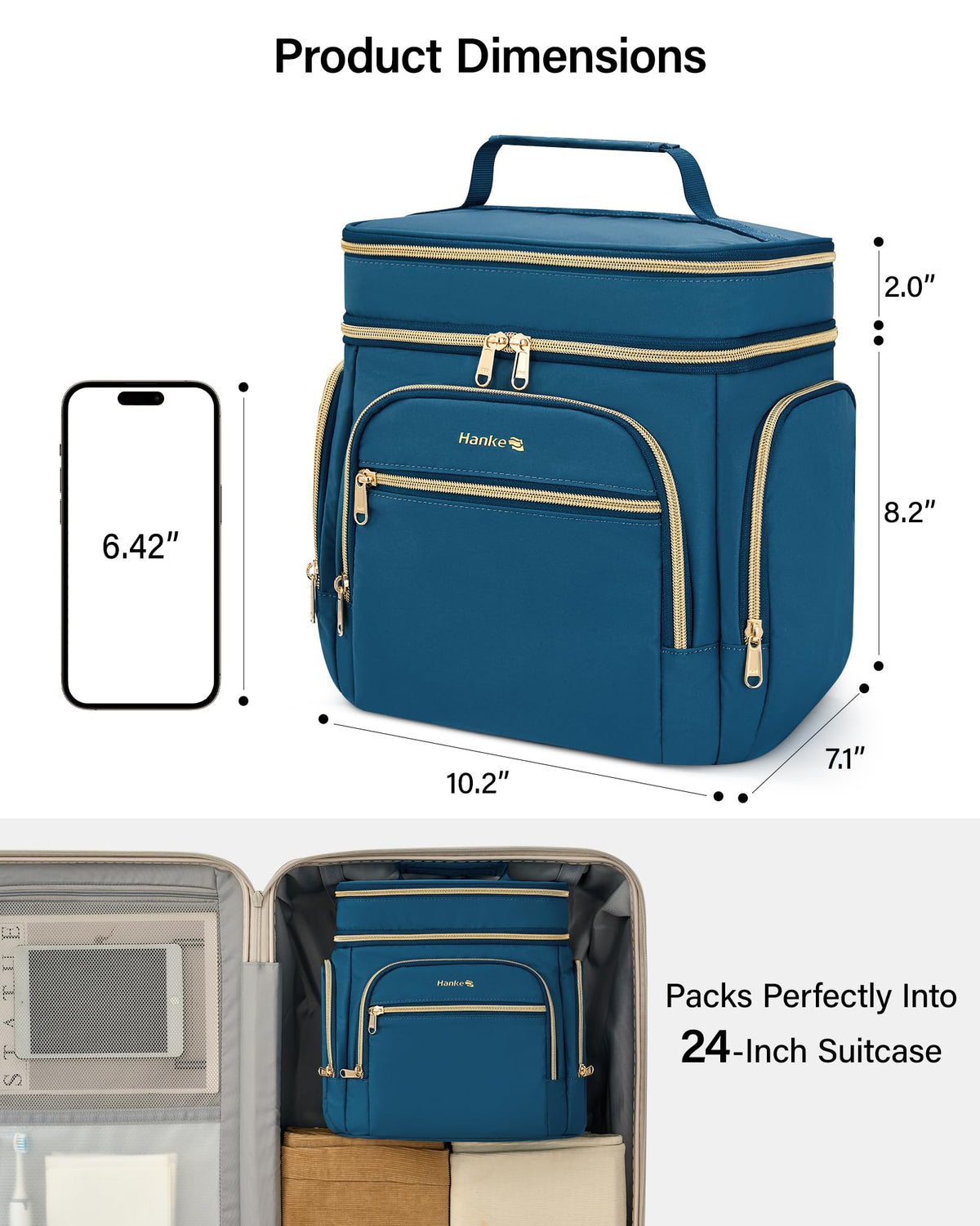 Hanke Large Toiletry Bag for Women Travel Double Layer - Hanke Official Imagery - 3
