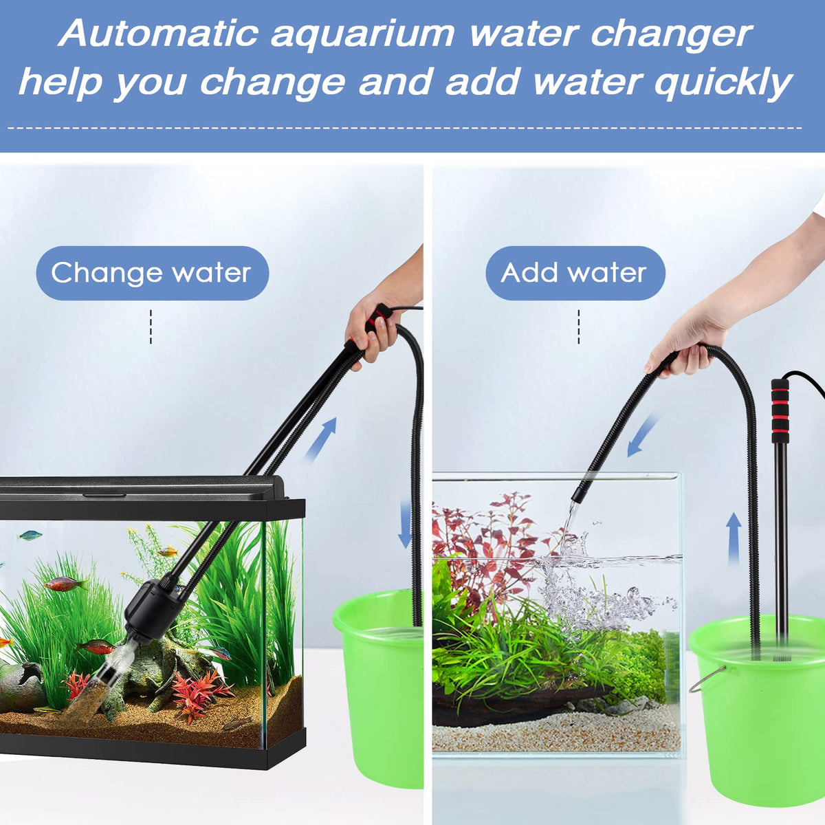 AQQA 6 in 1 Electric Aquarium Gravel Cleaner 320GPH 20W Fish - AQQA Official Imagery - 7