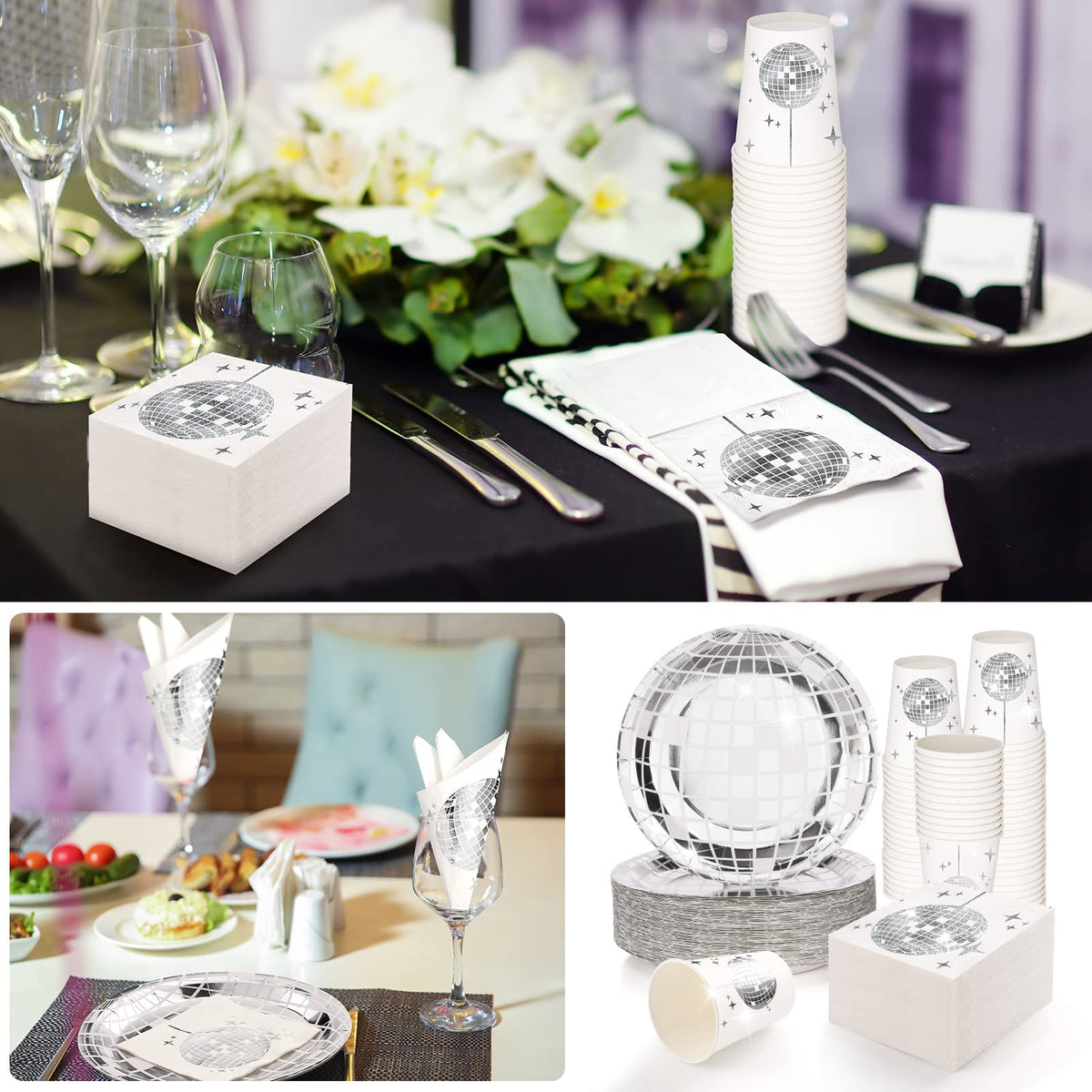 Gerrii 150 Pcs Disco Party Plates Cups Napkins Decorations - Gerrii Official Imagery - 6