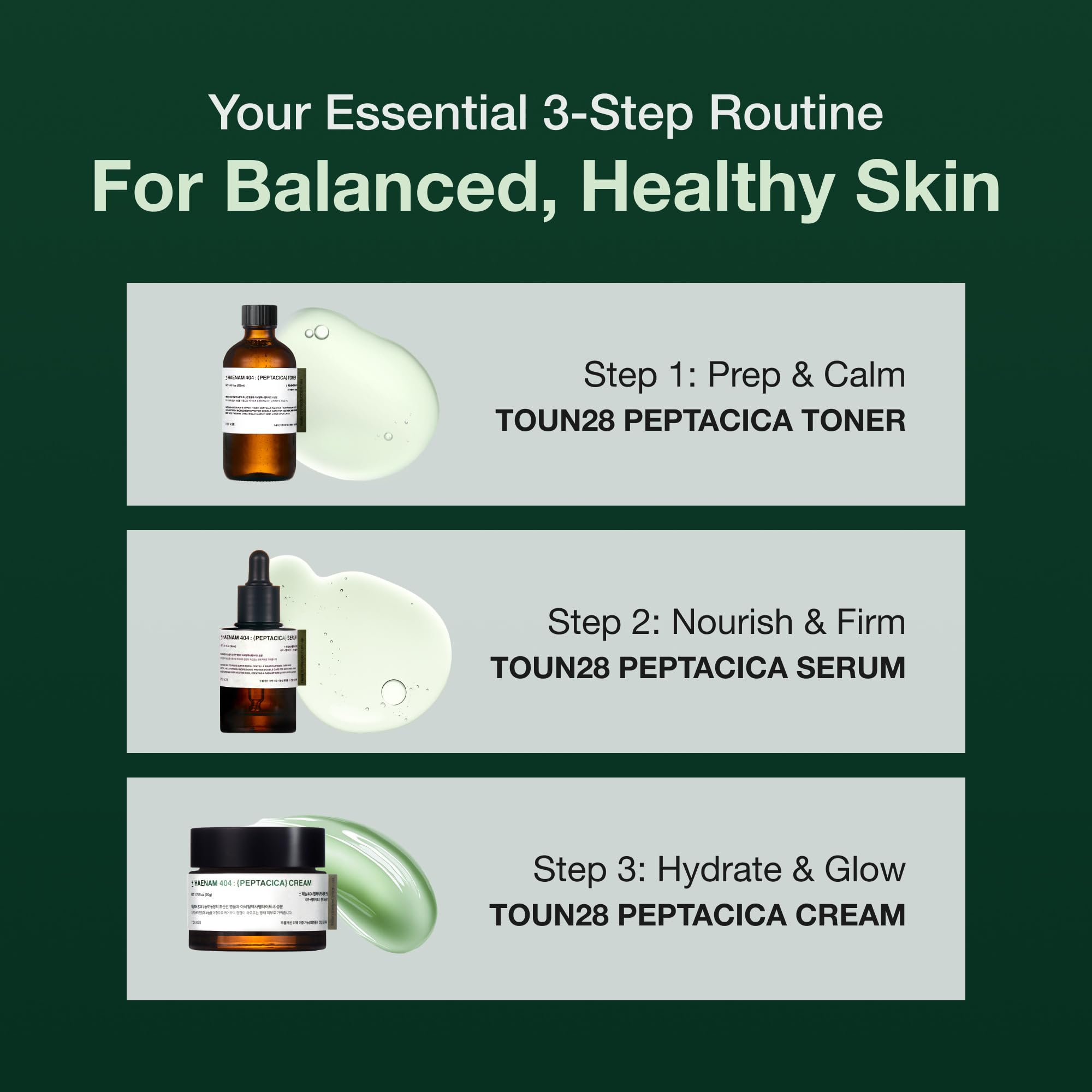 Centella Asiatica 3-Step Set, CICA &amp; Peptide Skincare - TOUN28