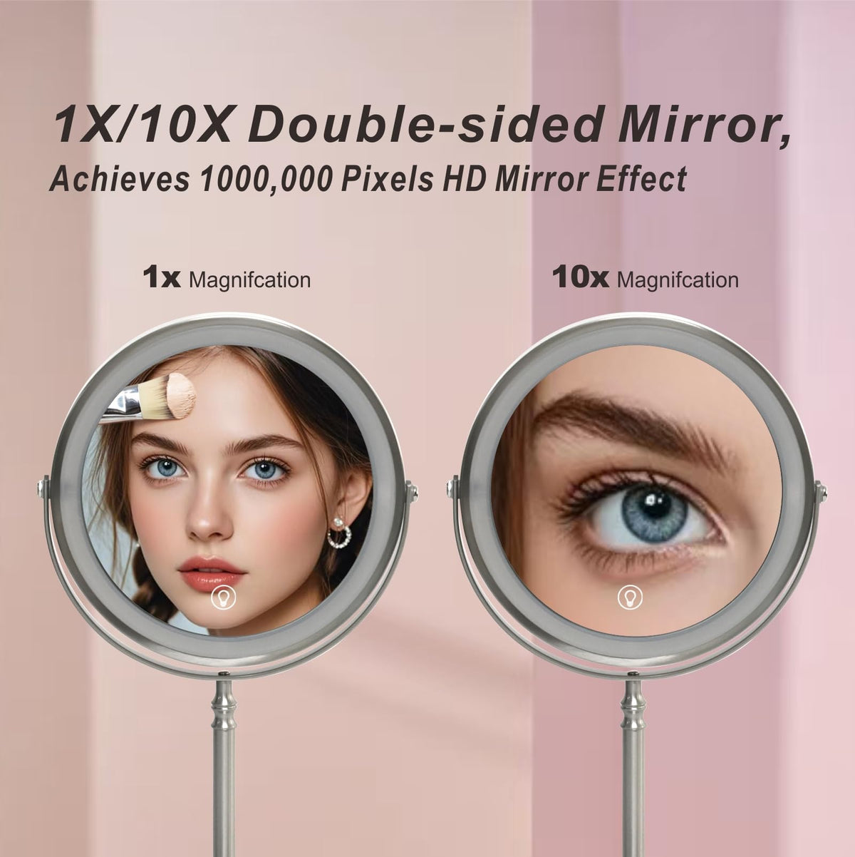 Makeup Mirror with Lights 8 Inch 1X 10X Rechargeable Double - Creocasy Official Imagery - 5