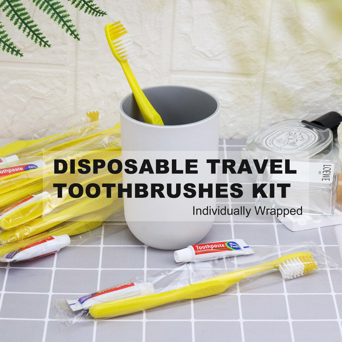 Disposable Toothbrushes with Toothpaste 200 Pack Yellow - Xuezoioy Official Imagery - 7