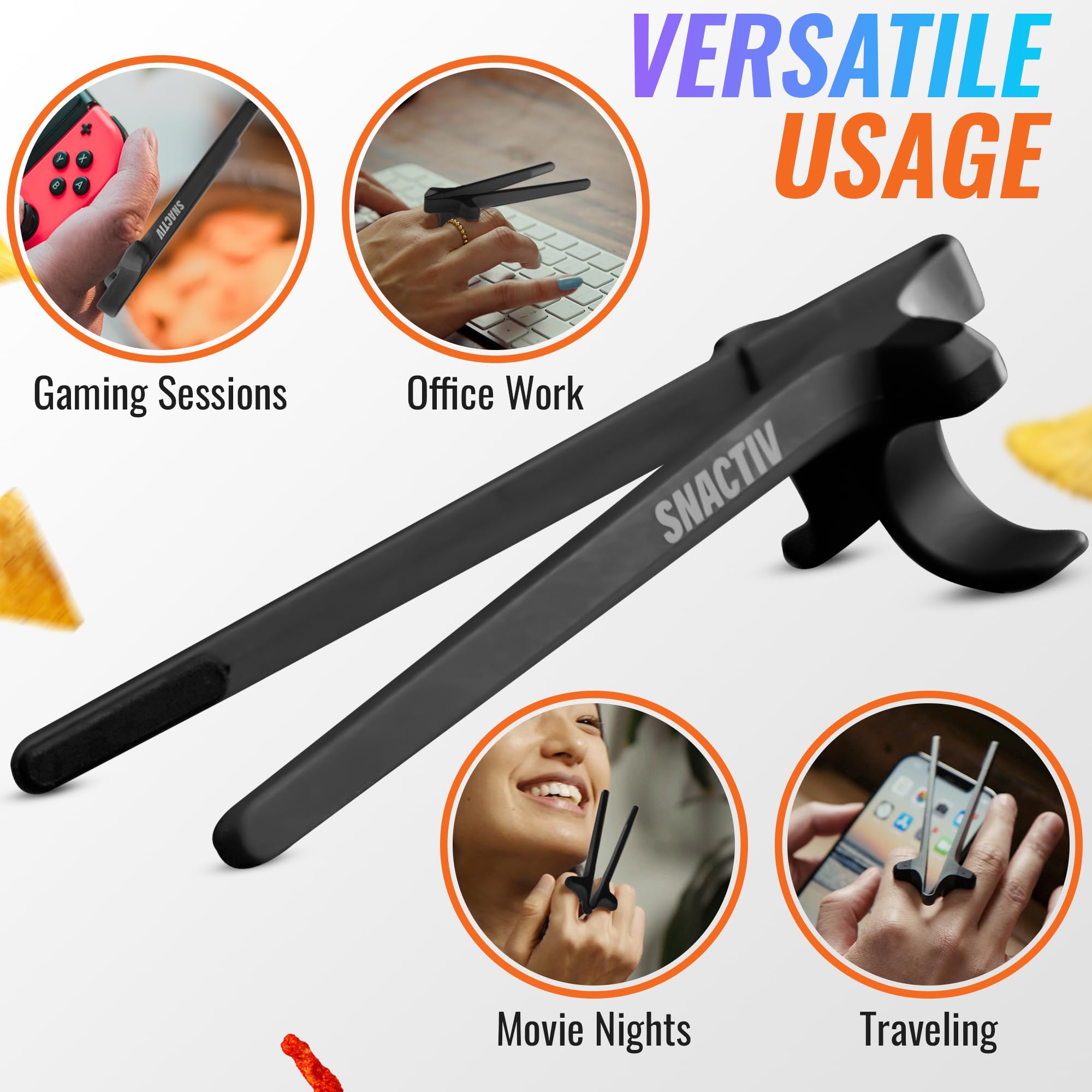 SNACTIV PRO Finger Chopsticks for Gamers - As Seen on Shark Tank! The - View 6