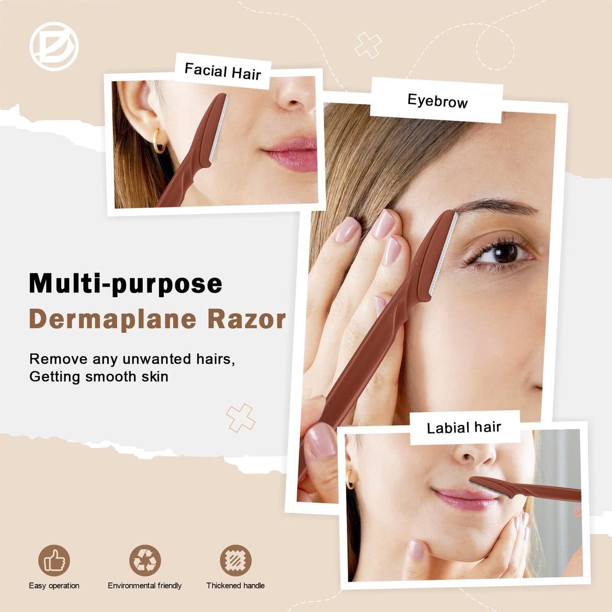 D 6 Pcs Face Razors for Women Eyebrow Razors and Dermaplane - D Official Product Imagery - 5