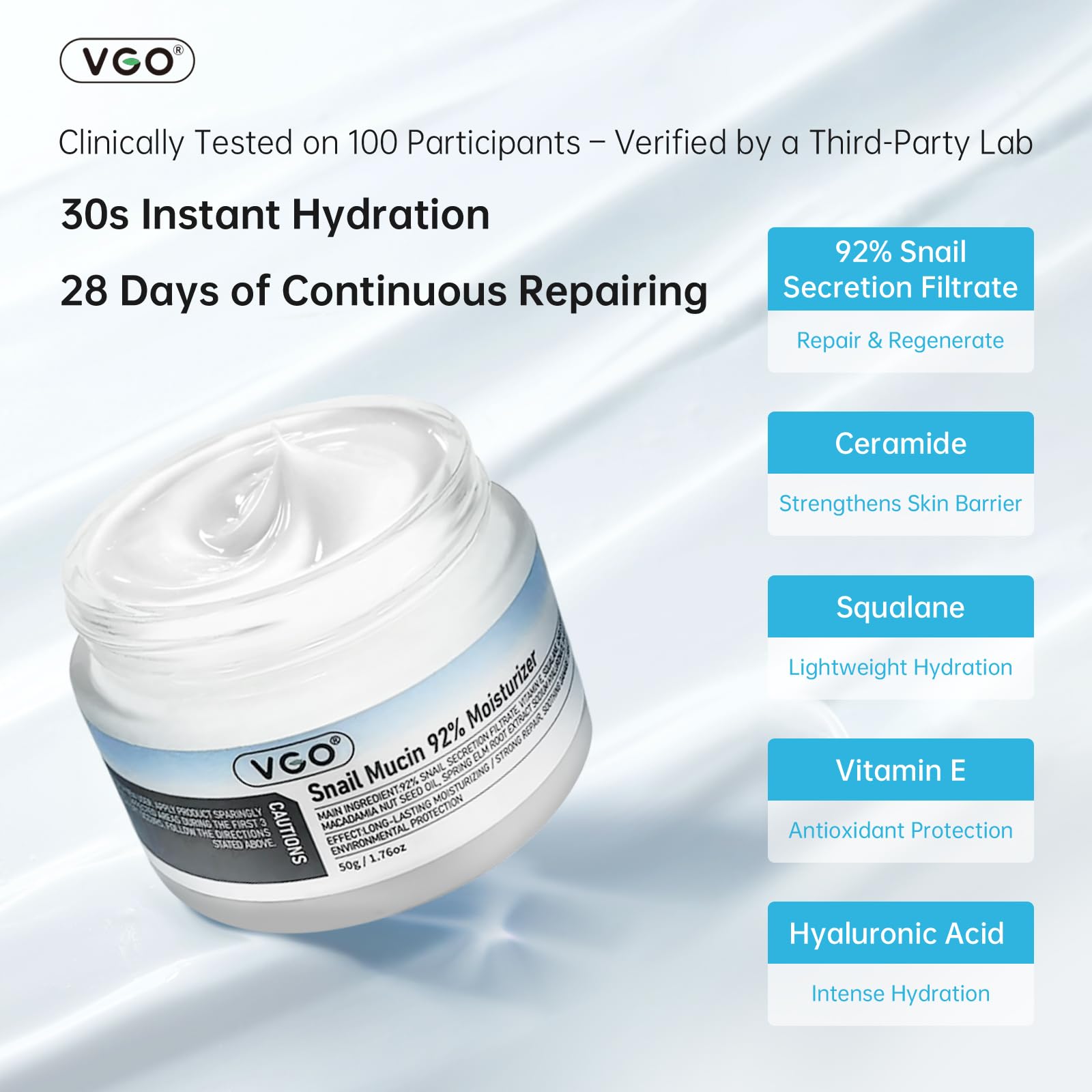 VGO Snail Mucin 92 Moisturizer Daily Face Moisturizer - VGO Official Imagery - 3