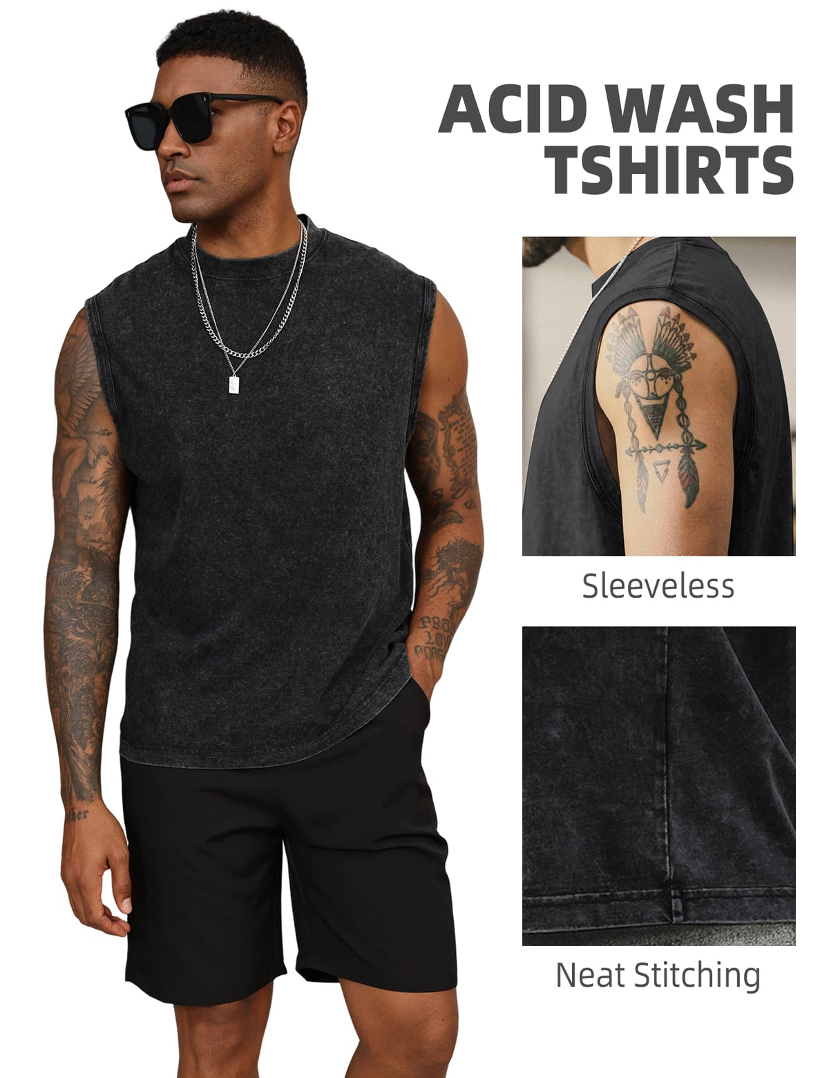 Arssm Sleeveless Shirts for Men Tank Tops Cotton Acid Wash - Arssm Official Imagery - 4