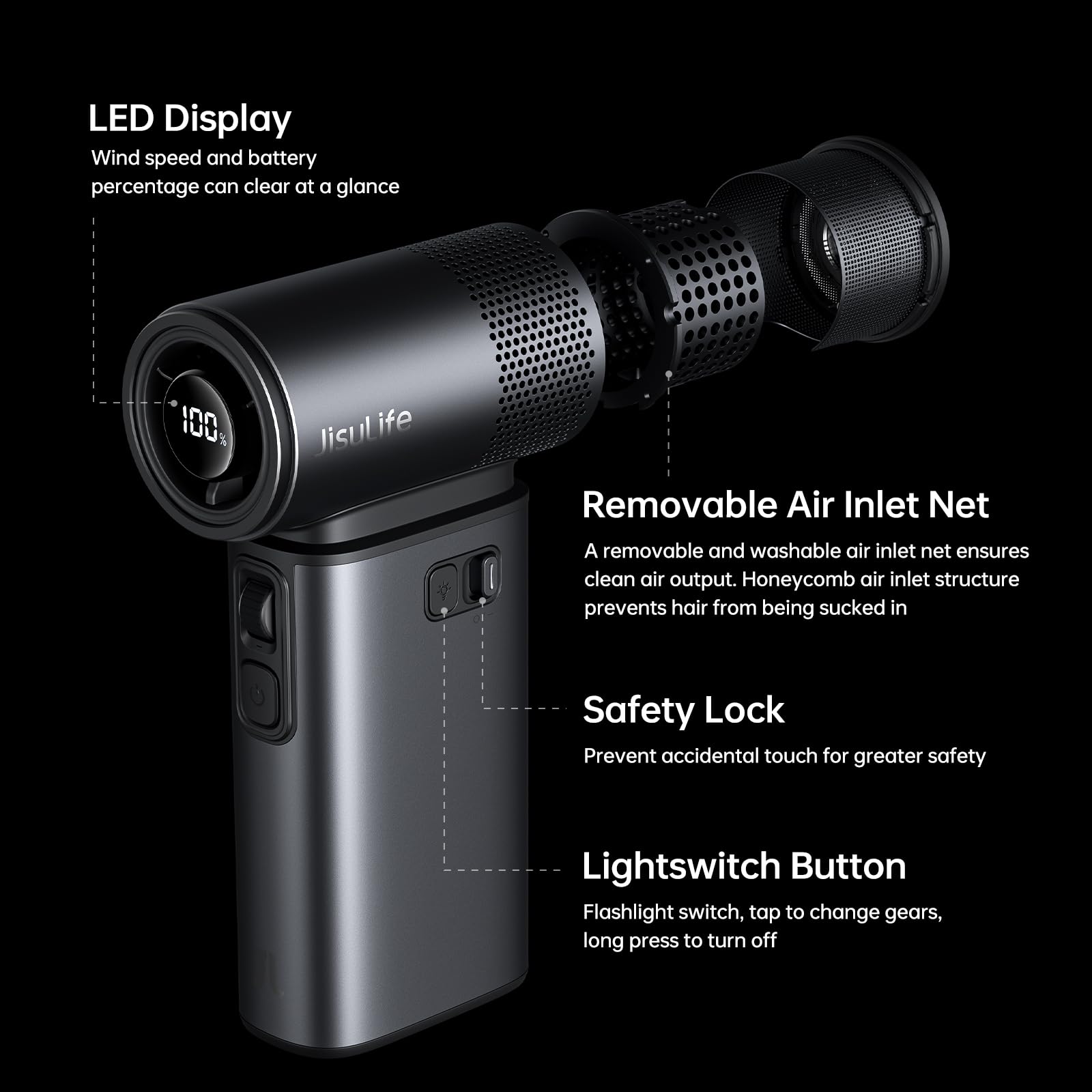 JISULIFE Portable Handheld Fan Ultra2 9000mAh Max 25 Hrs, 3 IN 1, by JISULIFE - Angle View 8