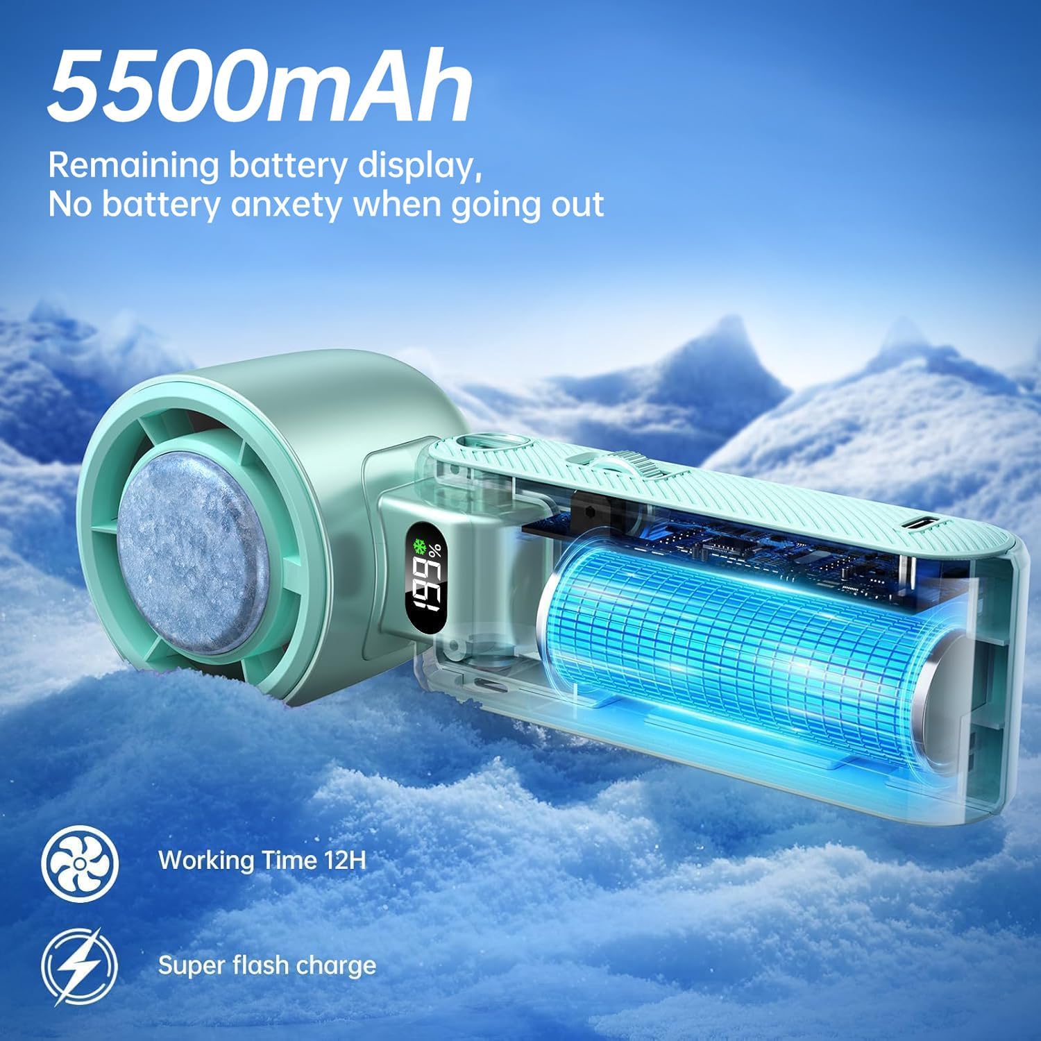 Coolhill Pro Handheld Portable Fan with Turbo Cooling 199-Speed 5 by Coolhill - Angle View 3