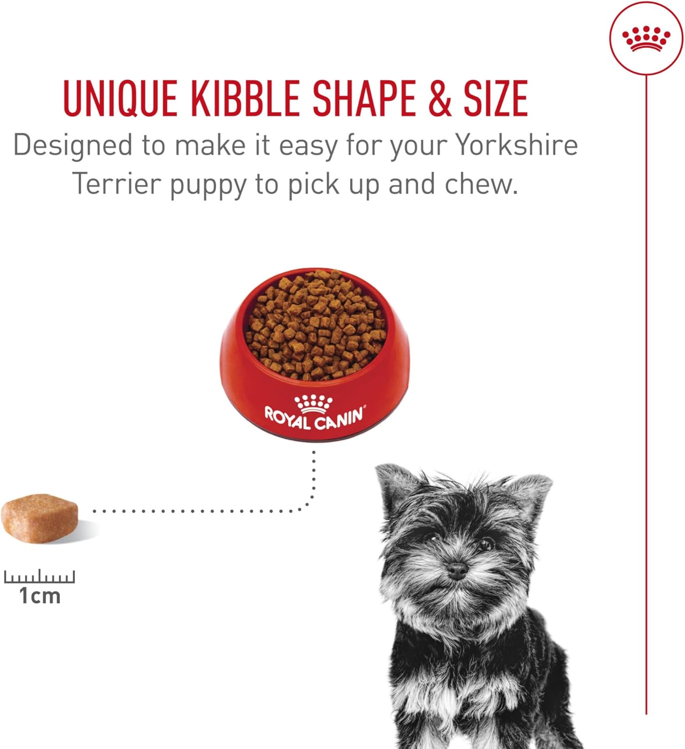 Elefair Royal Canin Yorkshire Terrier Puppy Dry Dog Food in 2.5 lb bag, showcasing kibble and packaging for small breed puppies