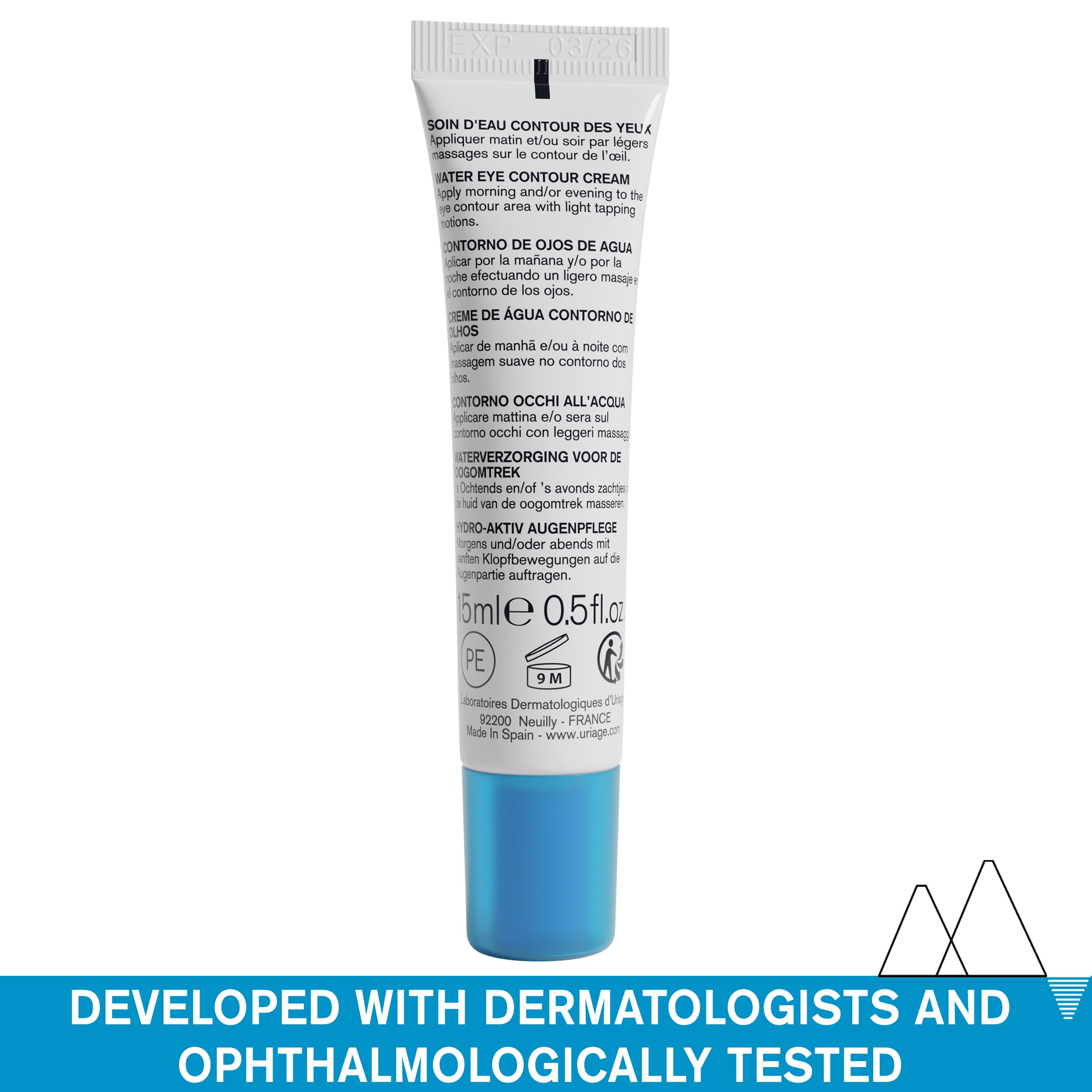 Uriage Eau Thermale Water Eye Cream, Ultra-Fresh Eye Care, Hyaluronic Acid