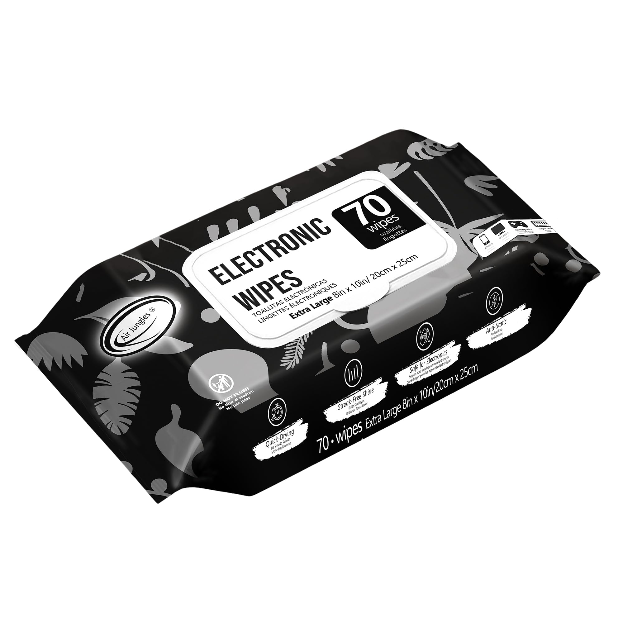 Air Jungles Electronic Wipes Screen Cleaner 70 Count, XL 8x10 Inc by Air Jungles - Angle View 1
