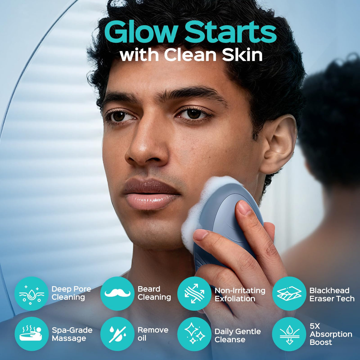 COSLUS FBS01 Facial Cleansing Brush Face Scrubber Compact - COSLUS Official Imagery - 3