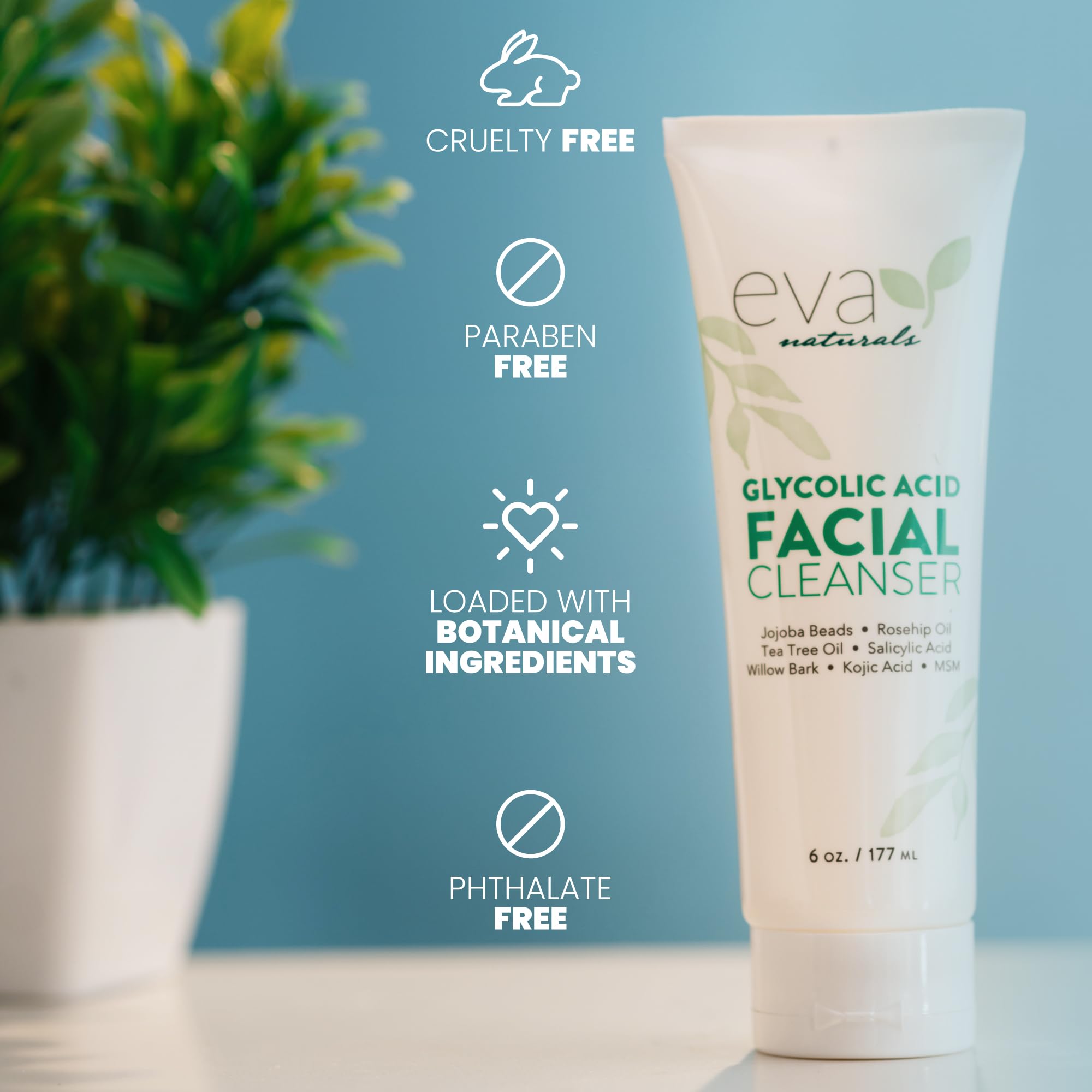 Eva Naturals Glycolic Salicylic Acid Cleanser Tea Tree 6 fl - Eva Naturals Official Imagery - 8