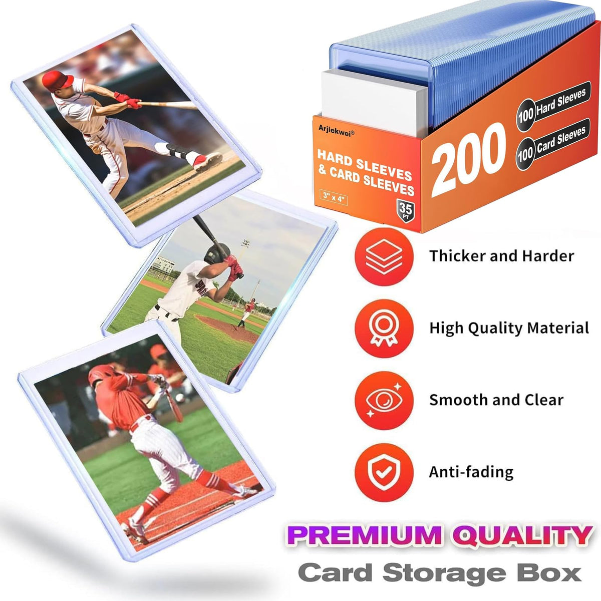 200 Card Sleeves Hard Plastic Arjiekwei 3 X 4 Trading Card - Arjiekwei Official Imagery - 4