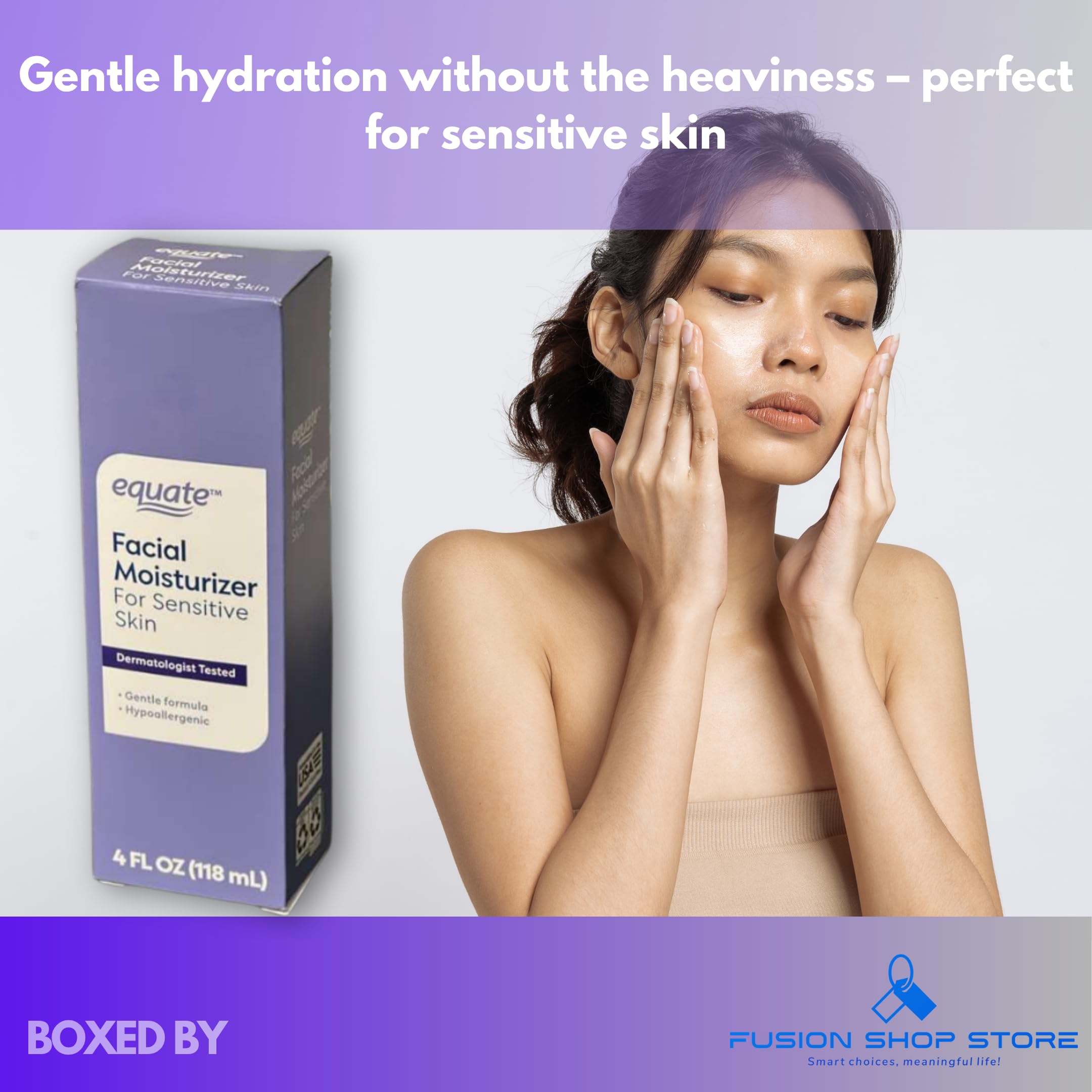 Beauty Oil Free Moisturizer- for Face Care of Sensitive Skin, Fragrance Free, 4 fl oz (Pack of 1), Boxed By Fusion Shop Store