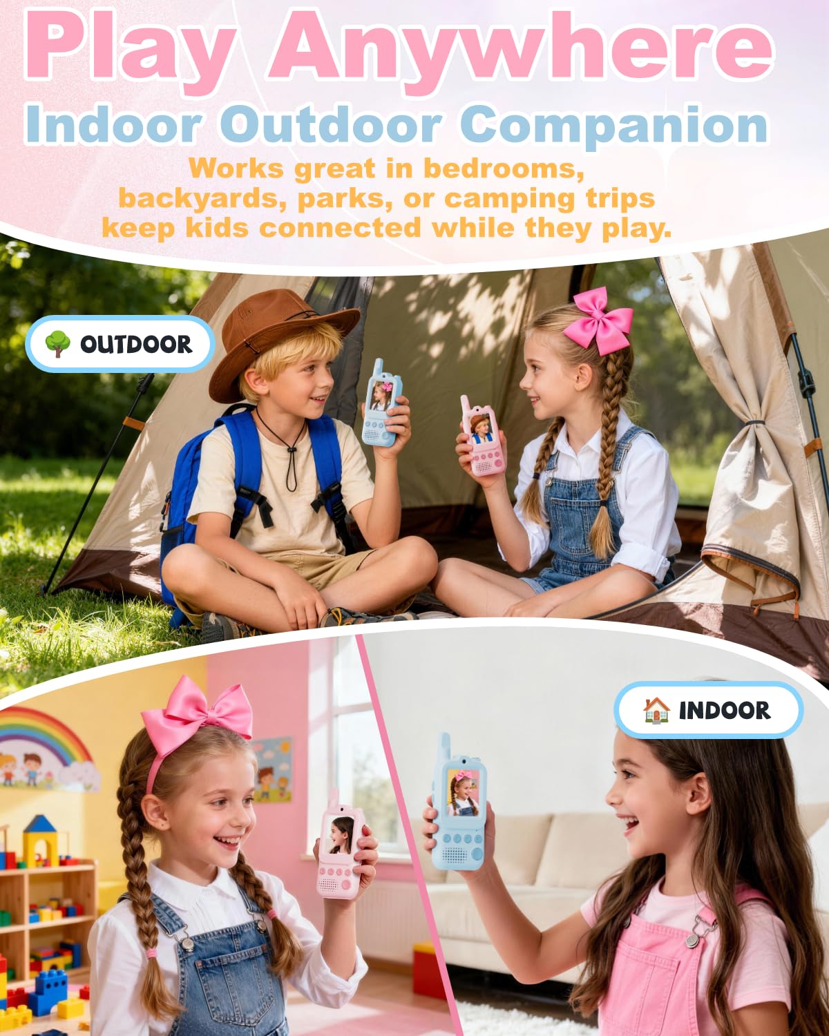 Video Walkie Talkies for Kids 2 Pack Rechargeable Video - Anfrandce Official Imagery - 6