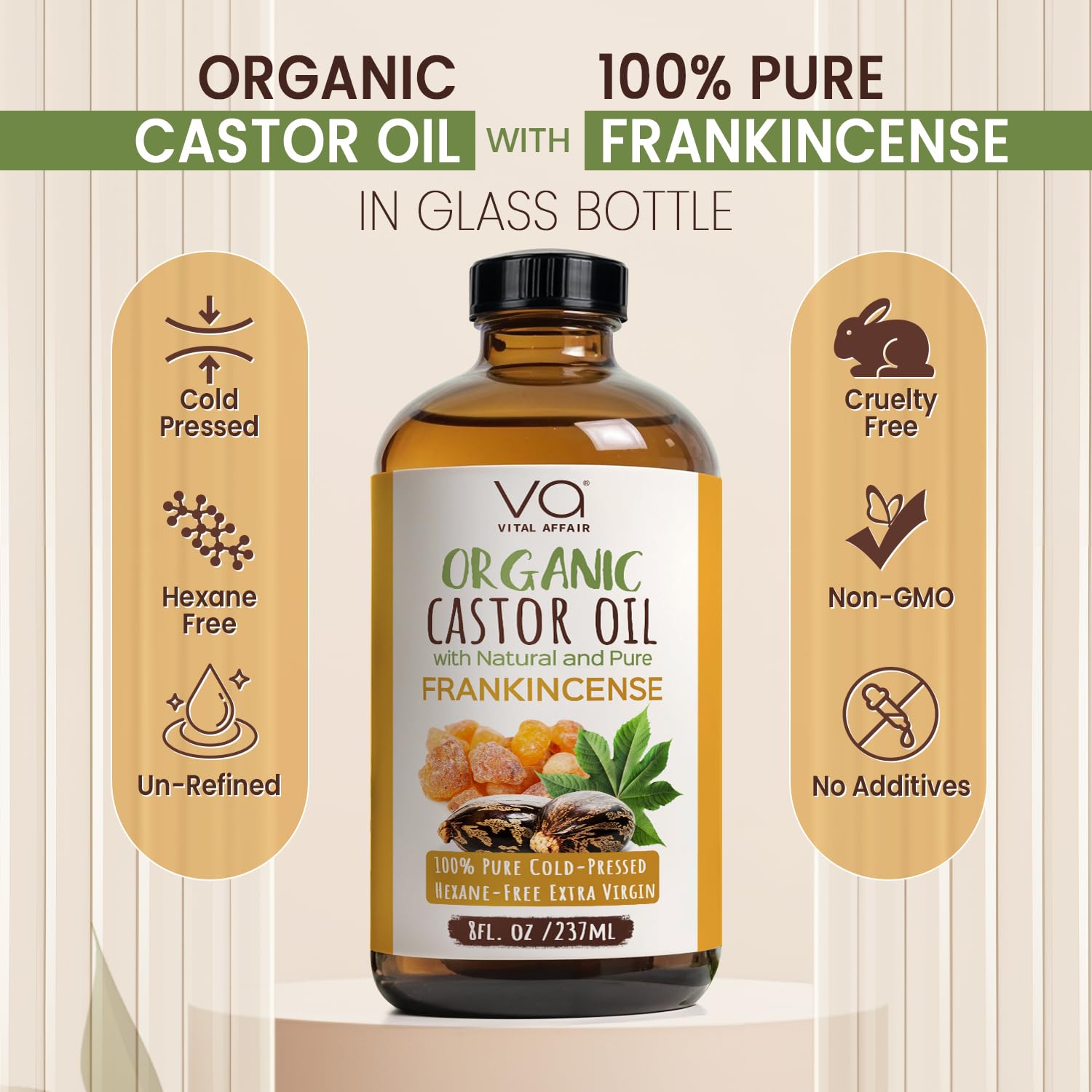 VITAL AFFAIR Organic Castor Oil with Frankincense Oil Glass Bottle For Face & Hair - VITAL AFFAIR Official Product View 8