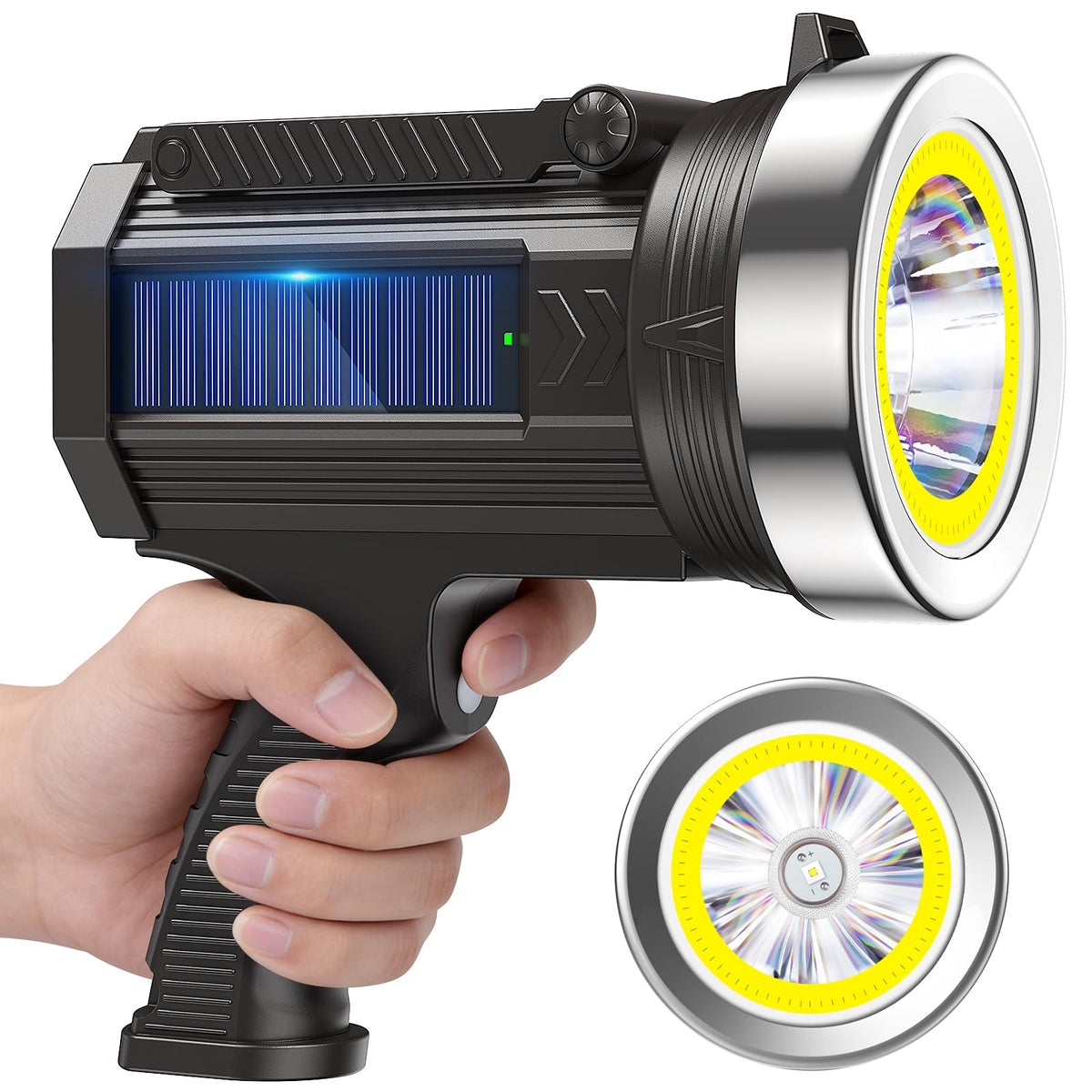 YIERBLUE Solar Power Rechargeable Spotlight Floodlight Combo - YIERBLUE Official Imagery - 1