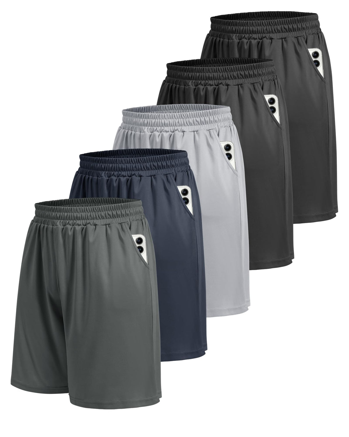 5 Pack Athletic Gym Mens Shorts - BOOJO Official Imagery - 7