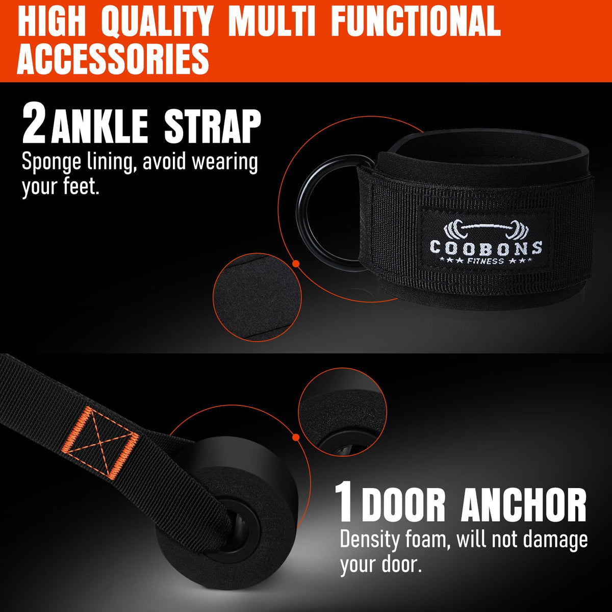 Resistance Bands with Handles 175lb Exercise Bands for - COOBONS FITNESS Official Imagery - 7