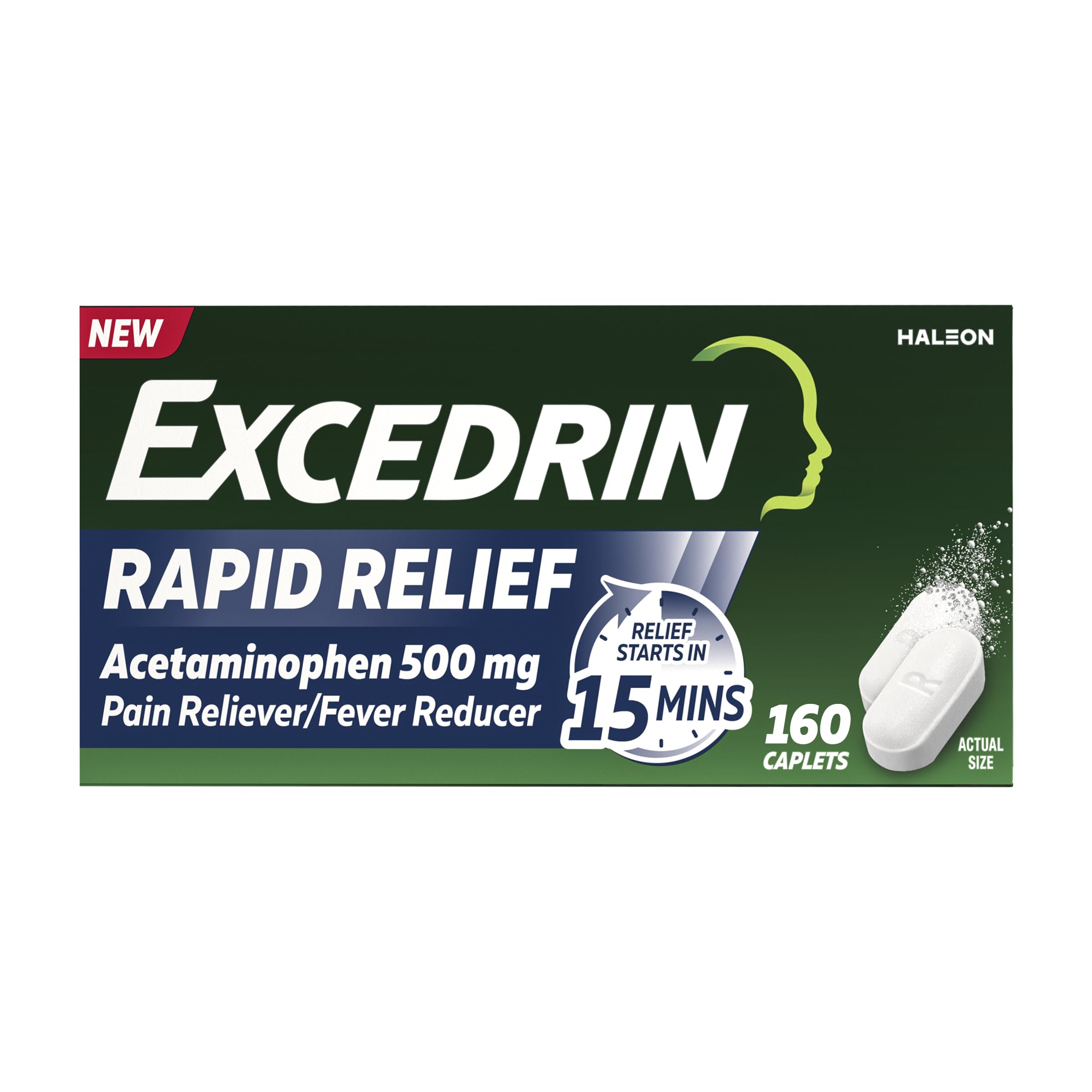 Excedrin Rapid Relief Caplets, 500mg Acetaminophen, 160 Count